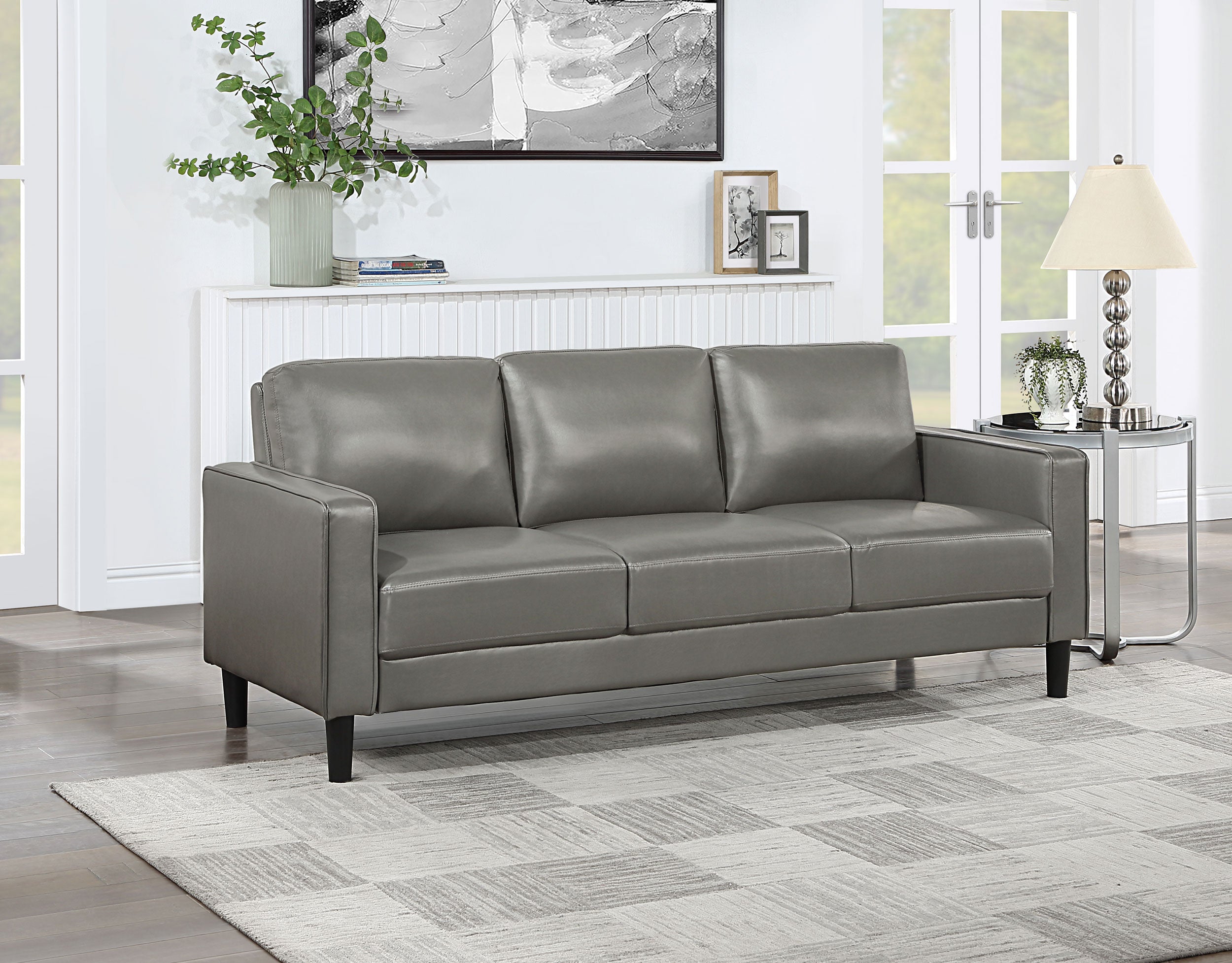 Ruth Upholstered Track Arm Sofa Black