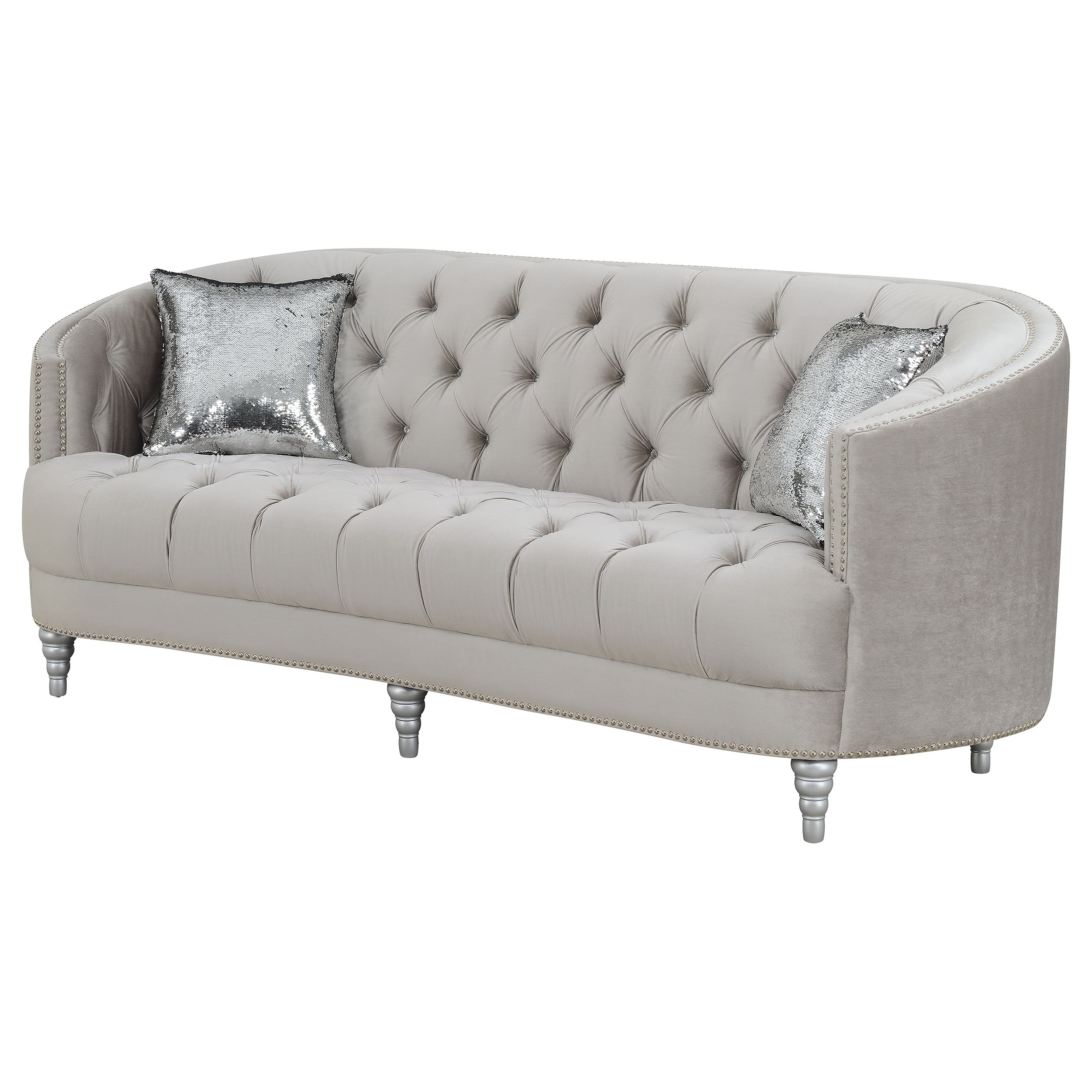Avonlea Upholstered Sloped Arm Sofa Grey Fabric