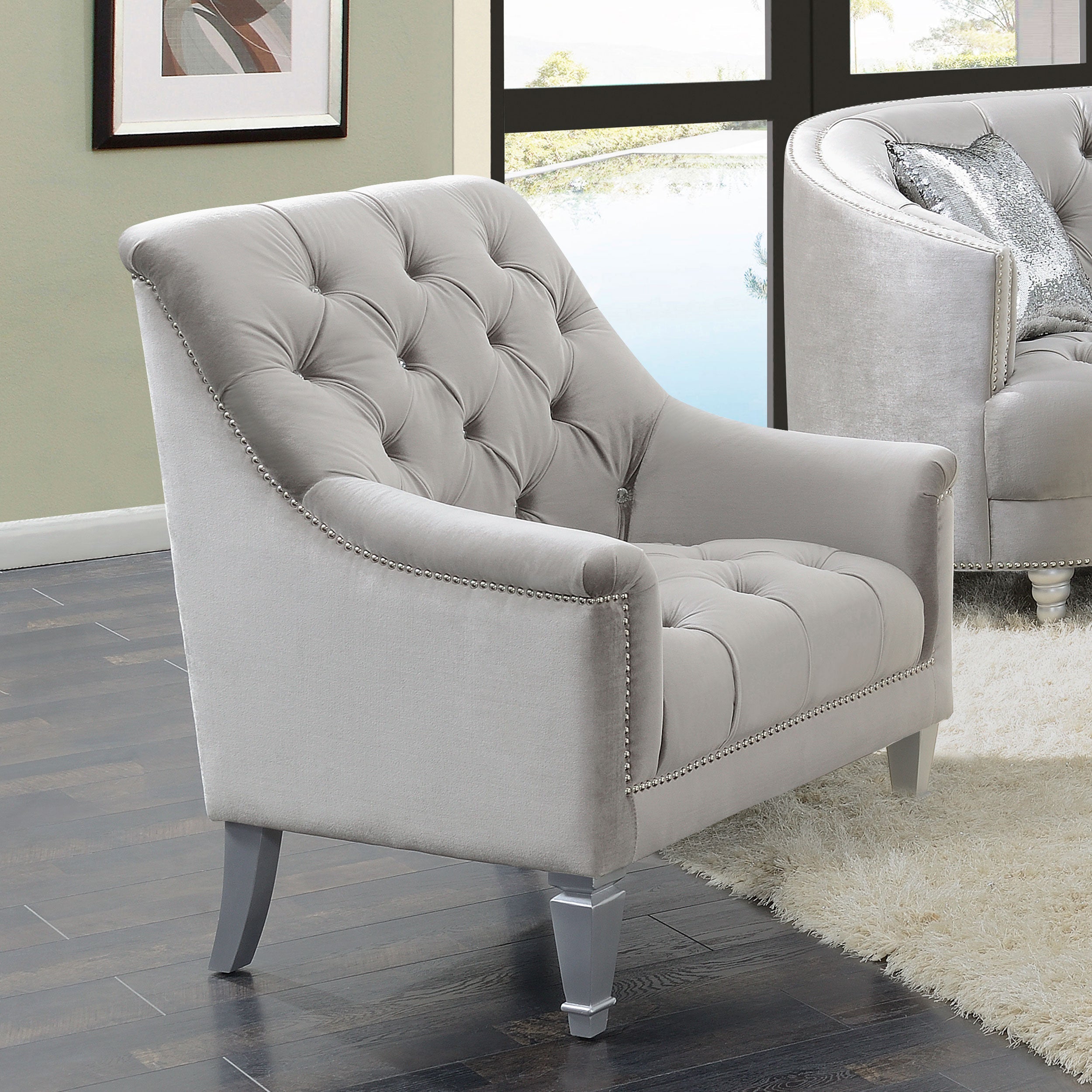 Avonlea Fabric Upholstered Sloped Arm Chair Grey Fabric