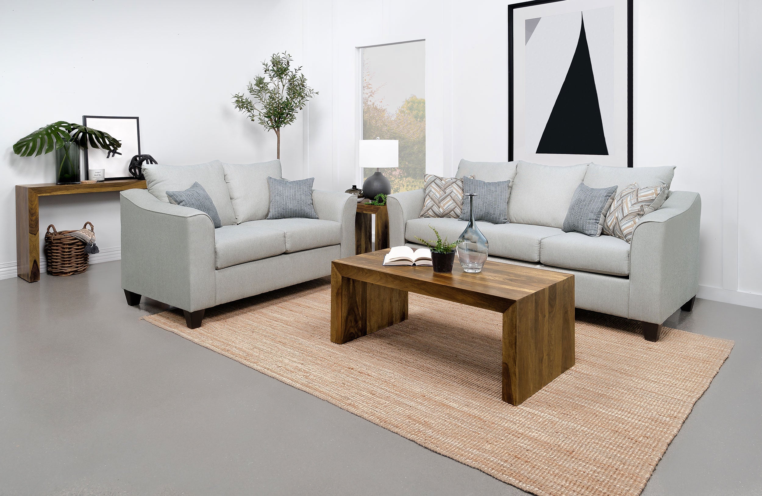 Salizar  Upholstered Flared Arm Sofa Set Grey