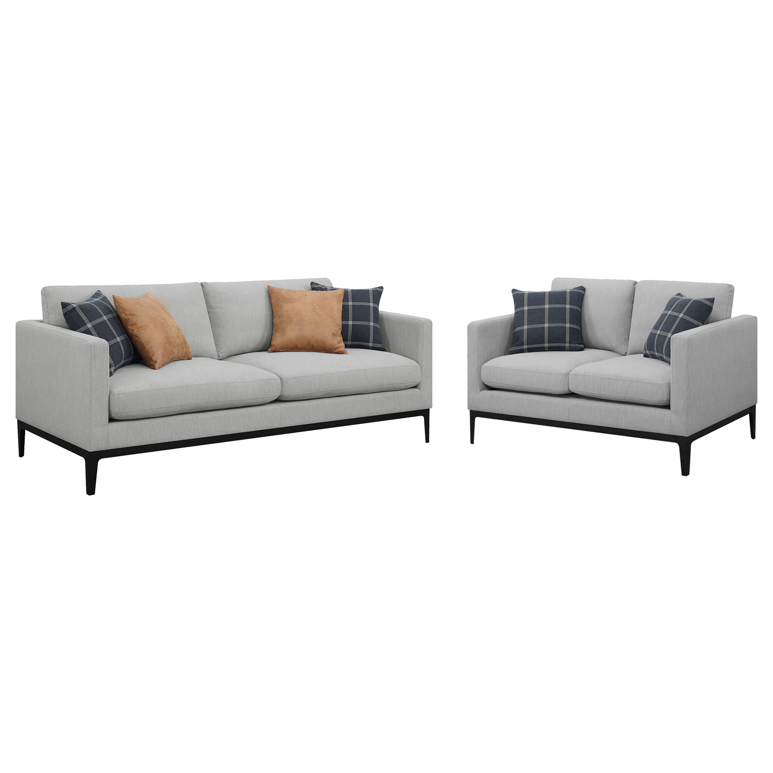 Apperson  Upholstered Track Arm Sofa Set Light Grey