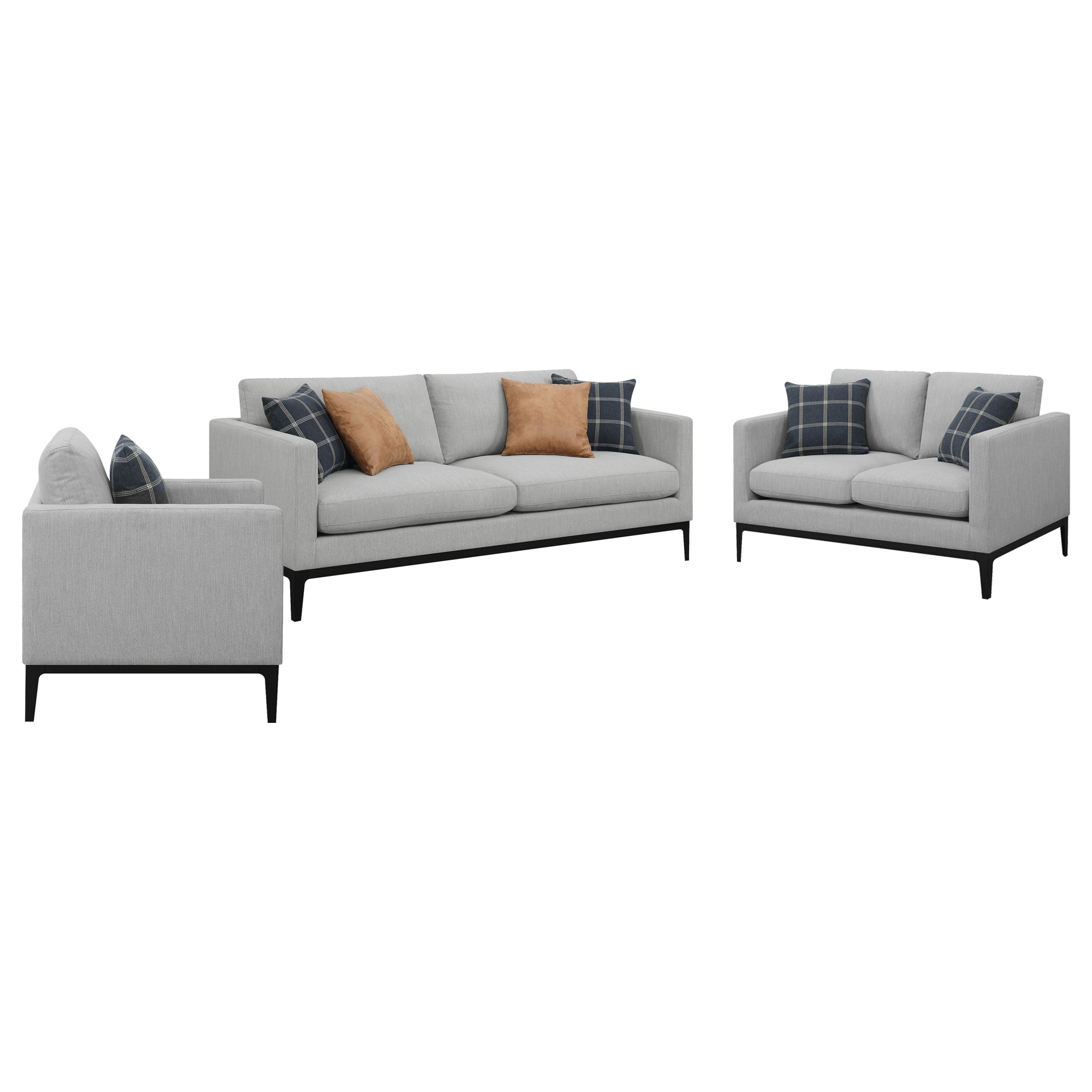 Apperson  Upholstered Track Arm Sofa Set Light Grey
