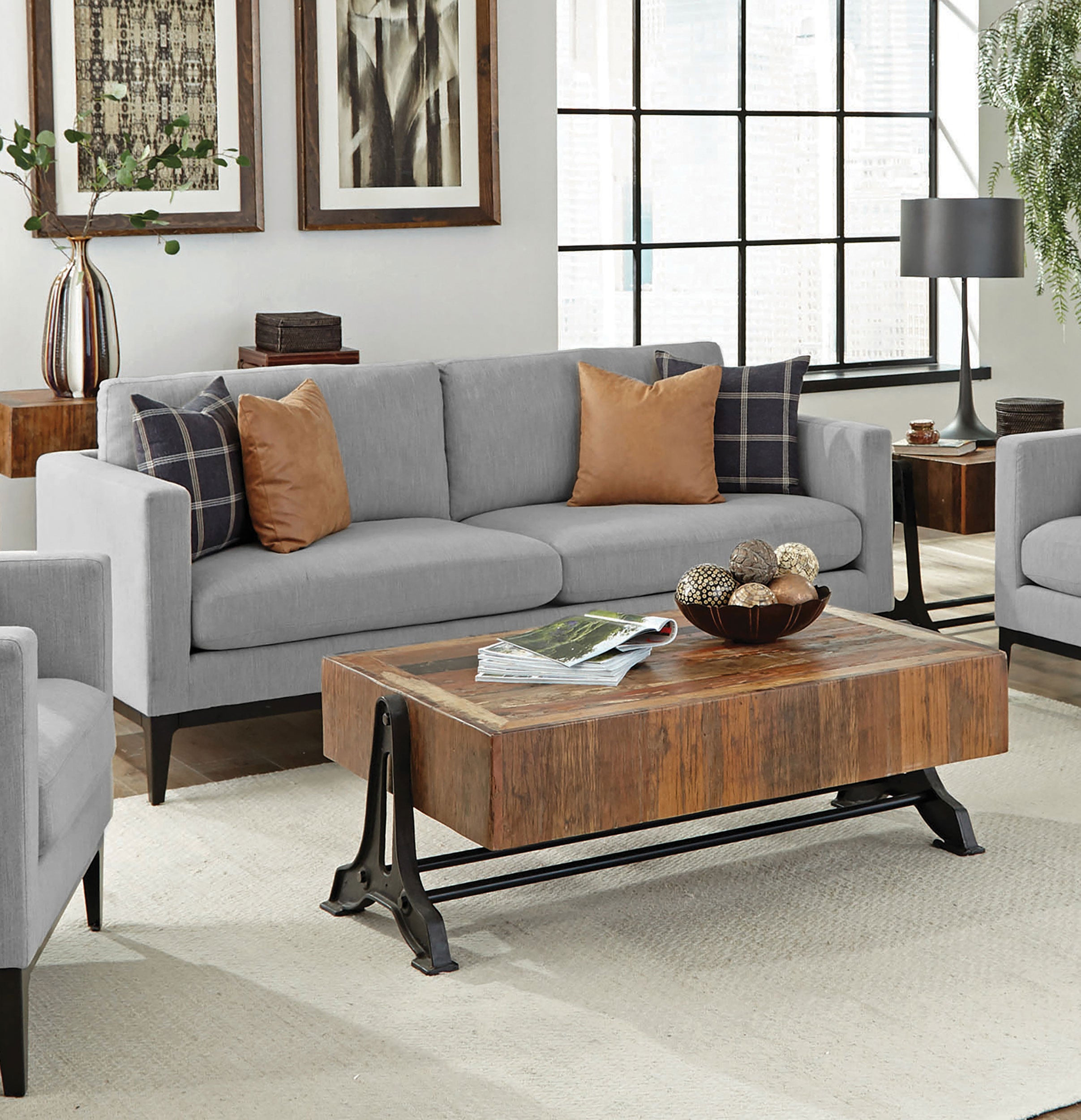 Apperson Upholstered Track Arm Sofa Light Grey