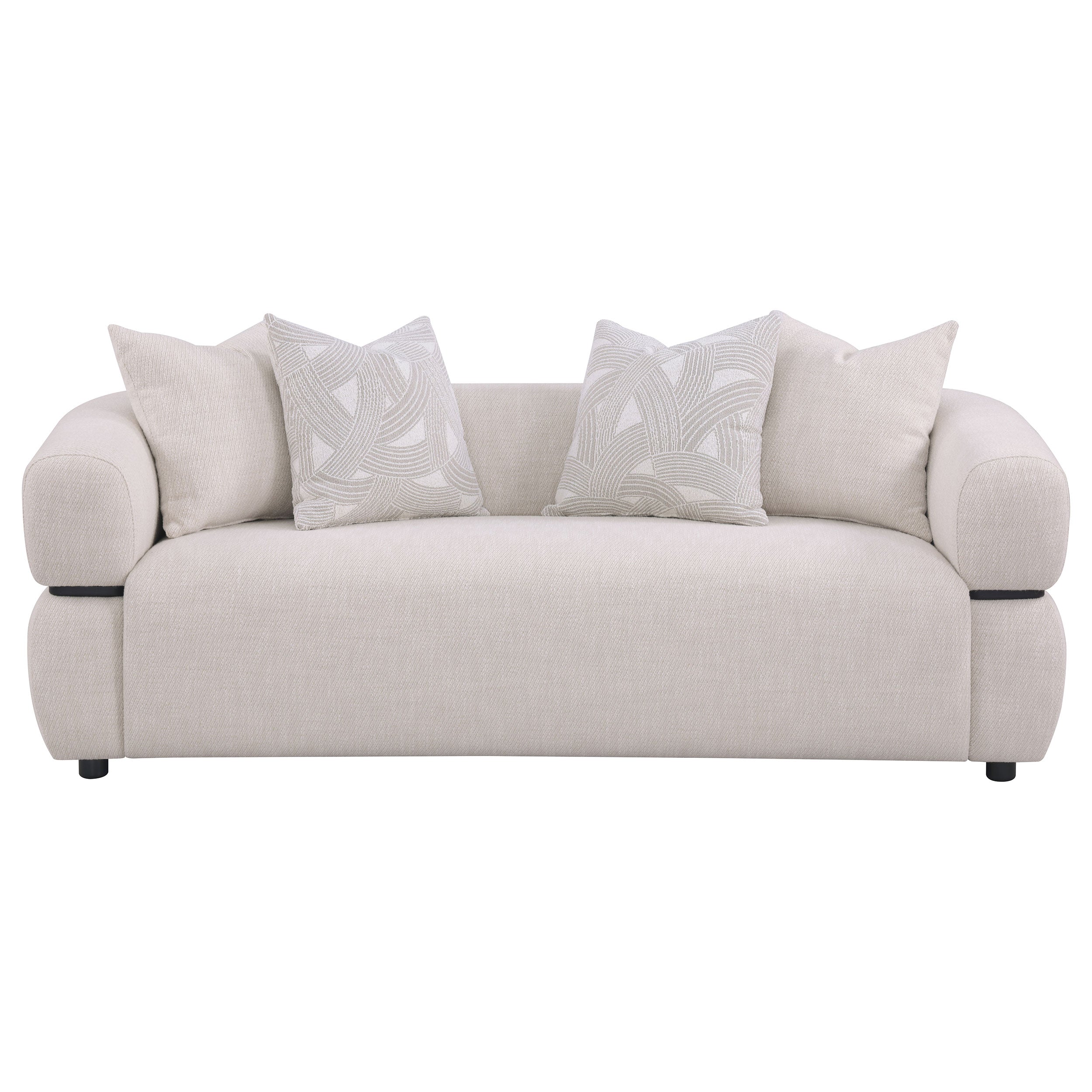 Jeanette 84-inch Fabric Upholstered Round Arm Sofa Beige