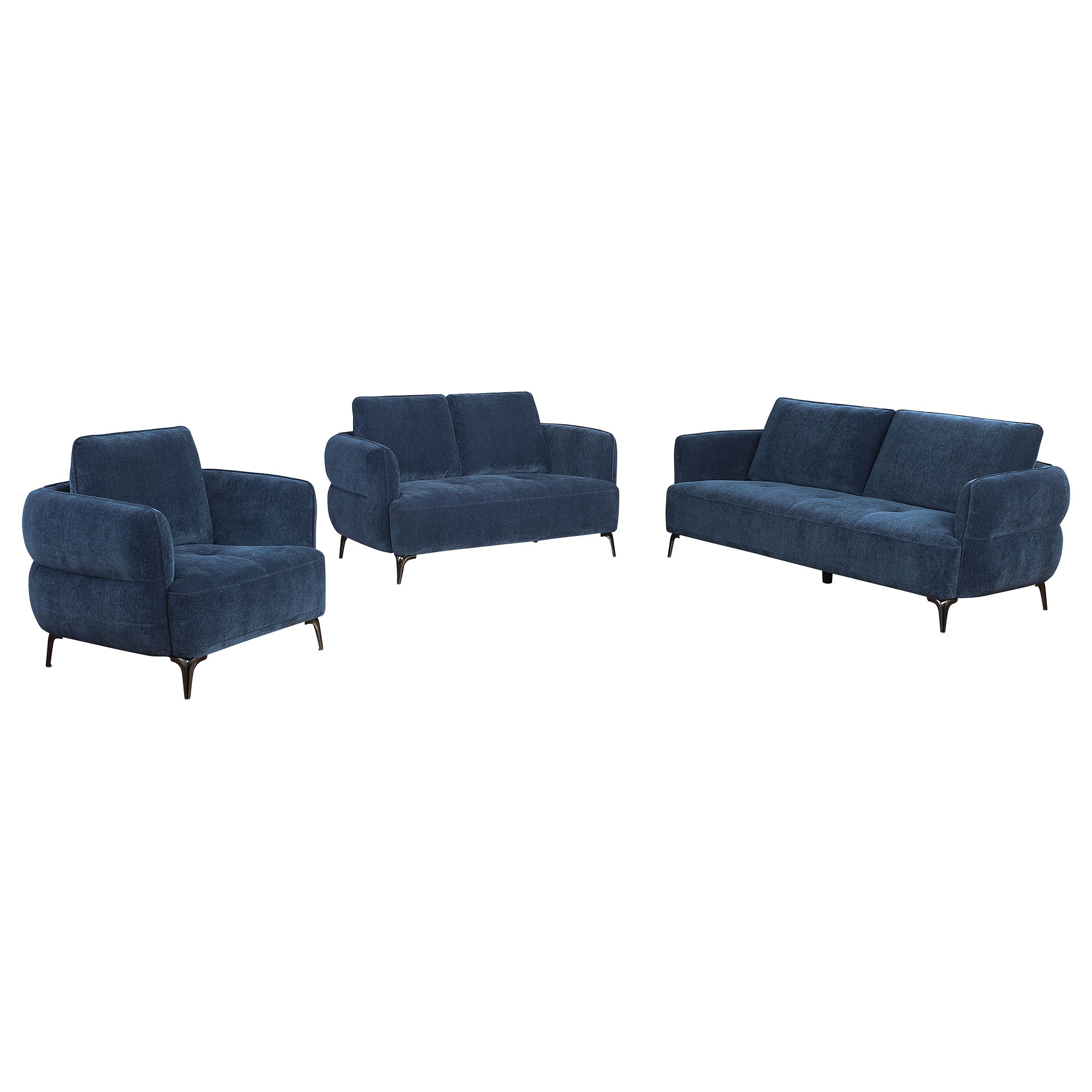 Lively  Chenille Upholstered Sofa Set Blue