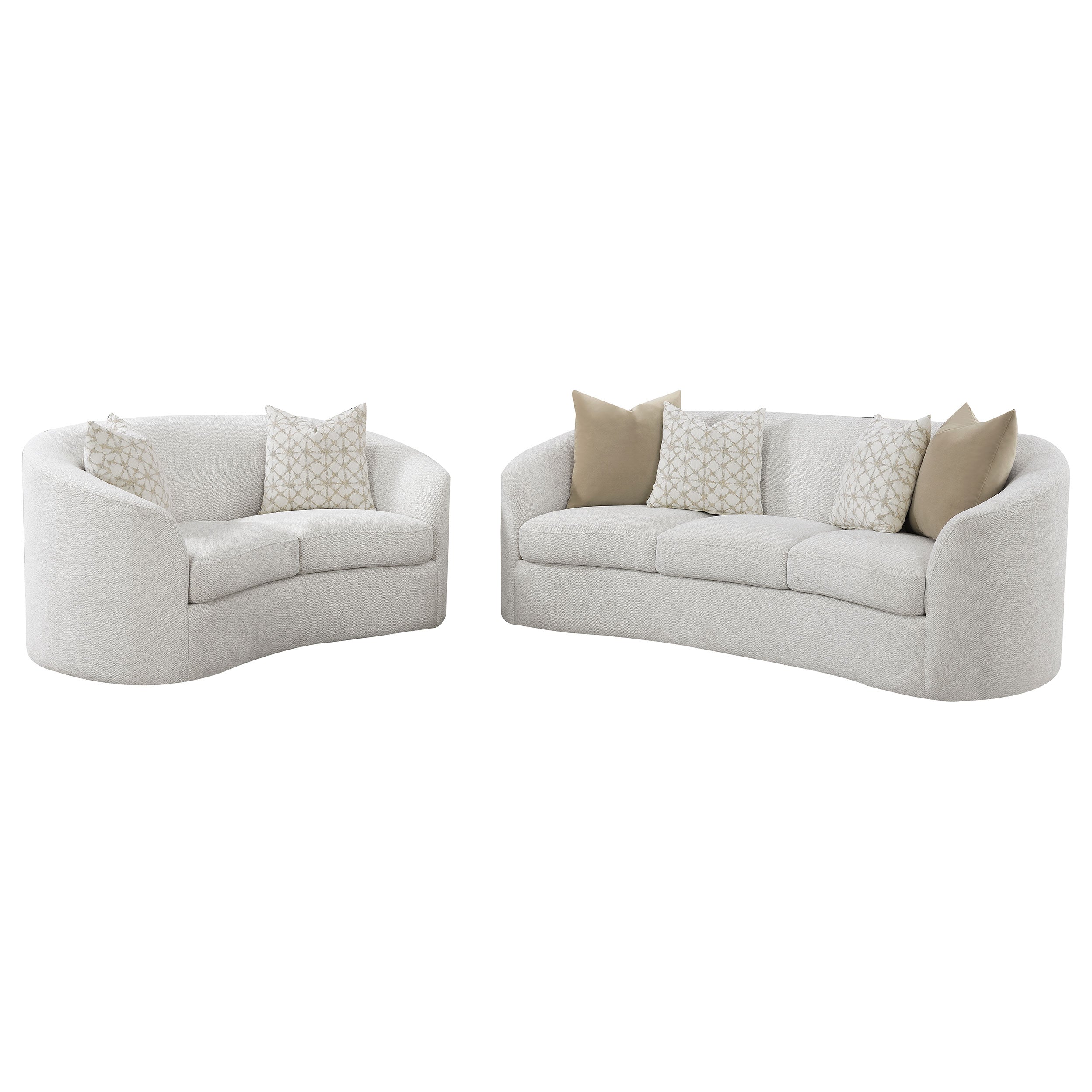 Rainn  Boucle Upholstered Sloped Arm Sofa Set Latte