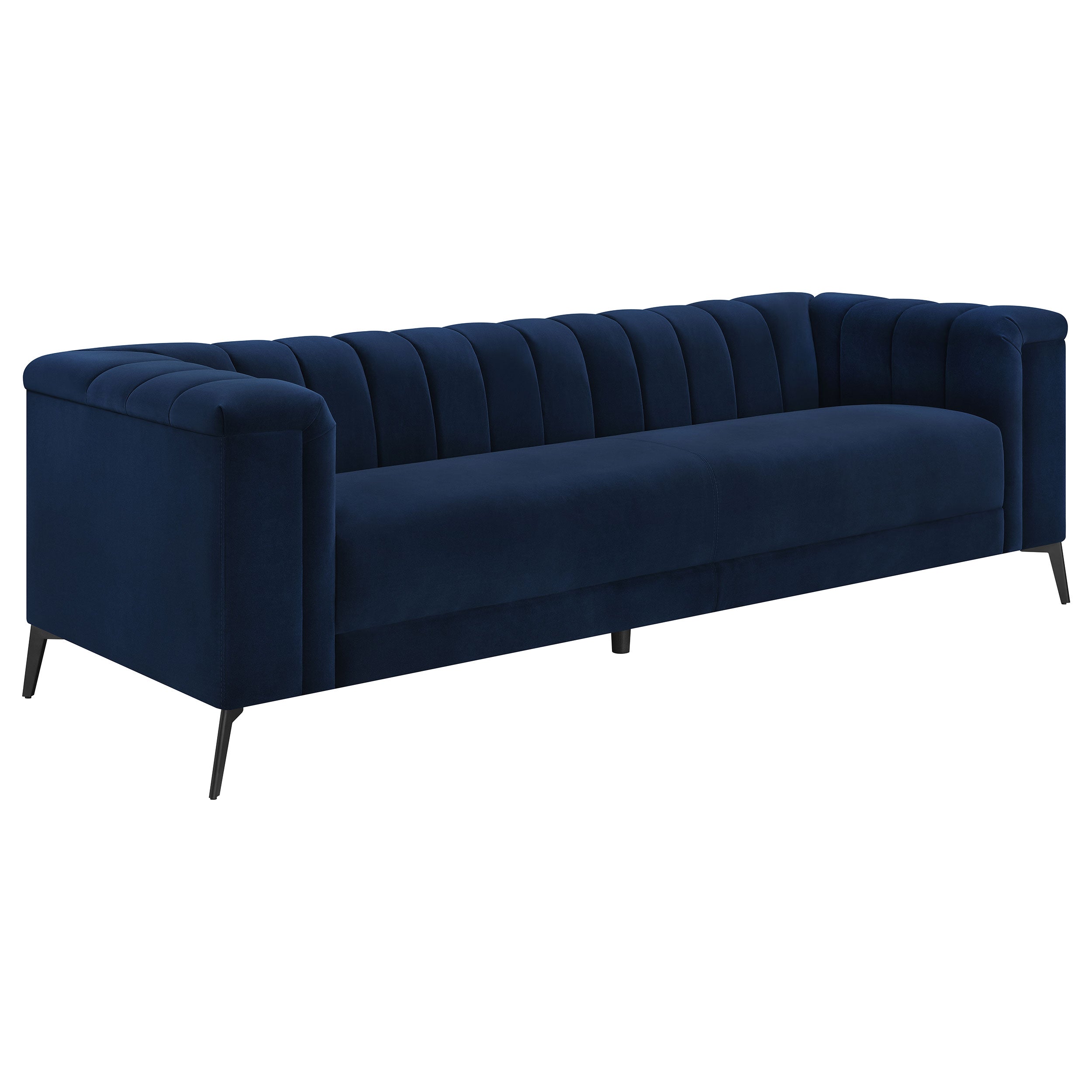 Chalet  Upholstered Tuxedo Arm Tufted Sofa Set Blue