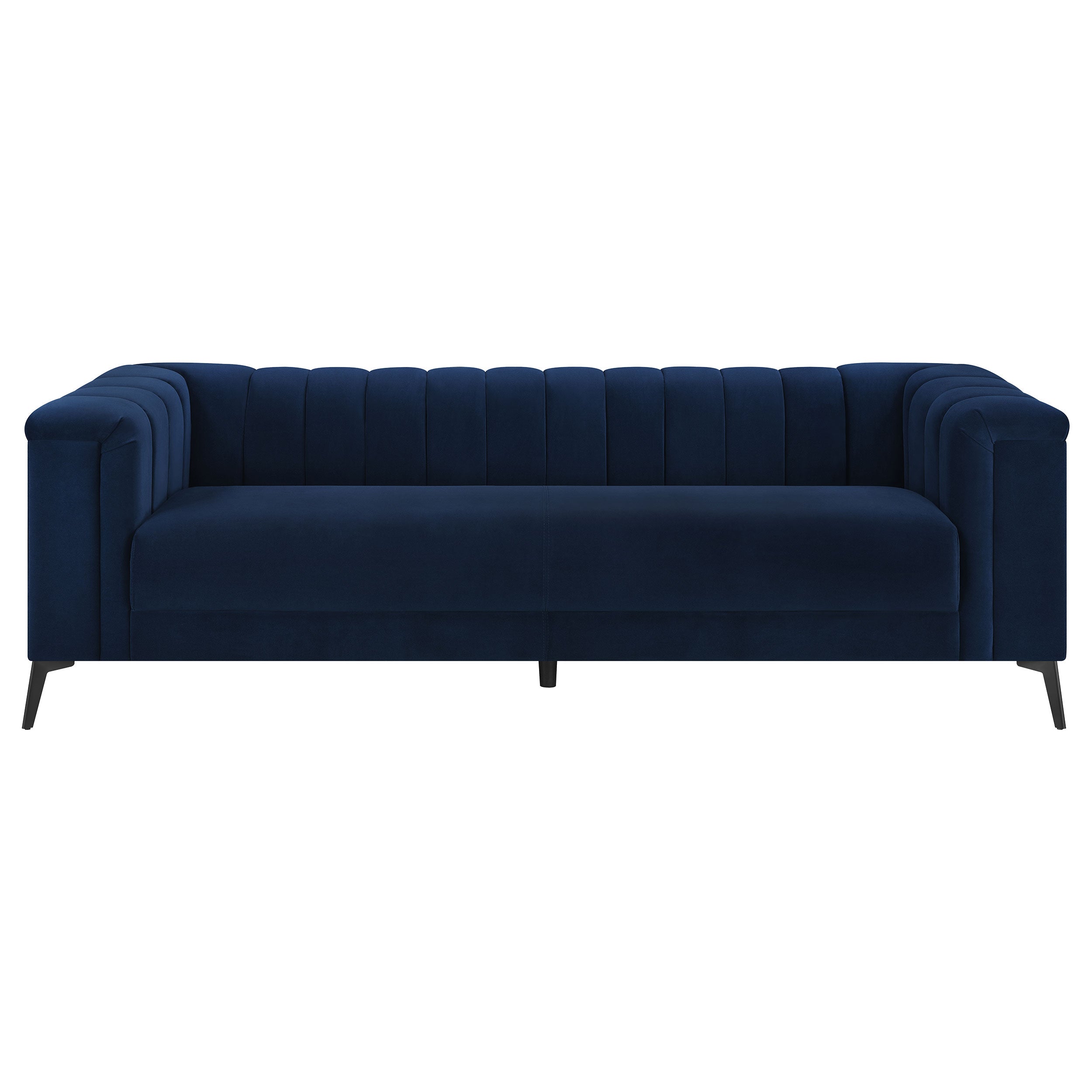 Chalet  Upholstered Tuxedo Arm Tufted Sofa Set Blue