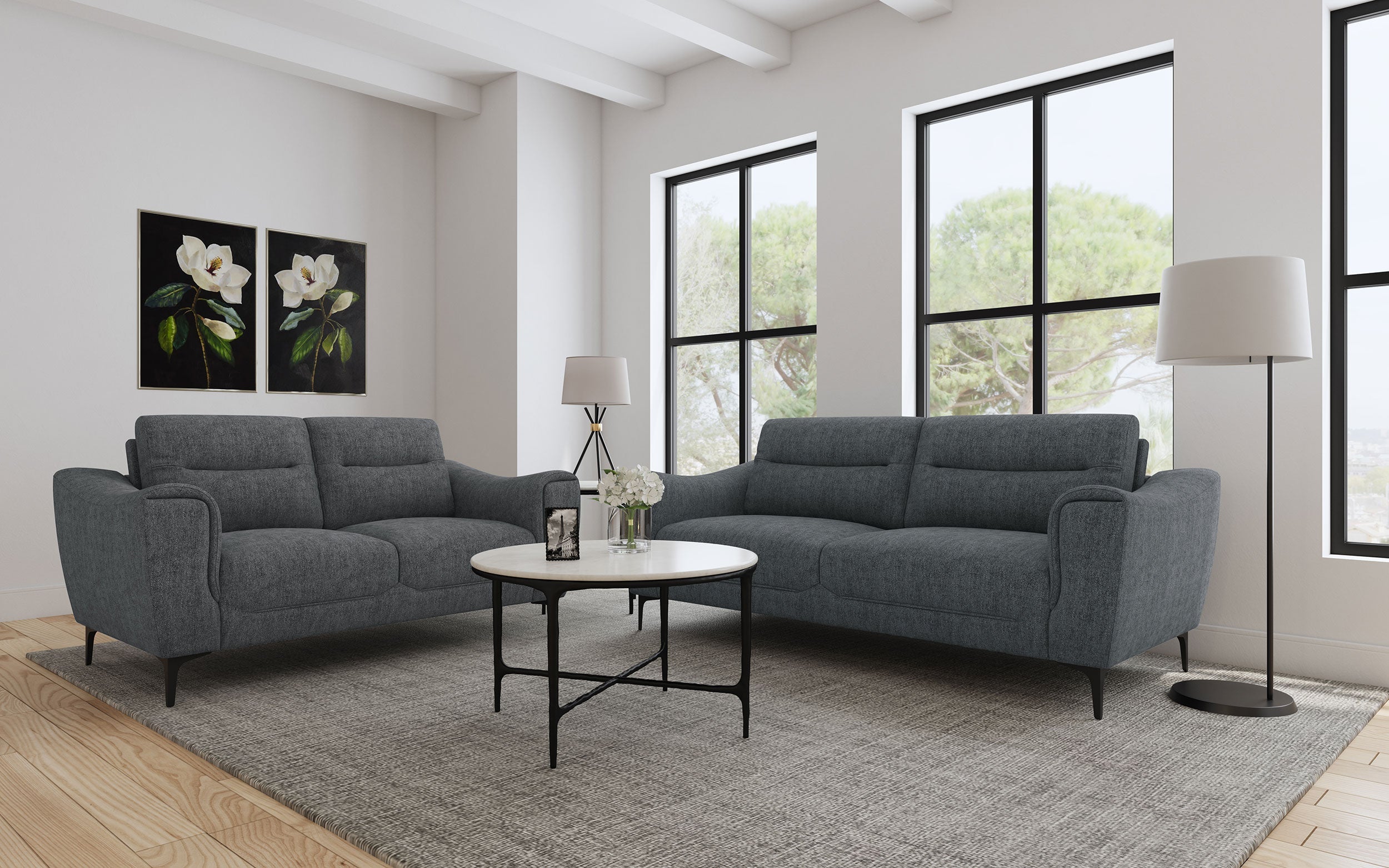 Nolan  Upholstered Sofa Set Charcoal