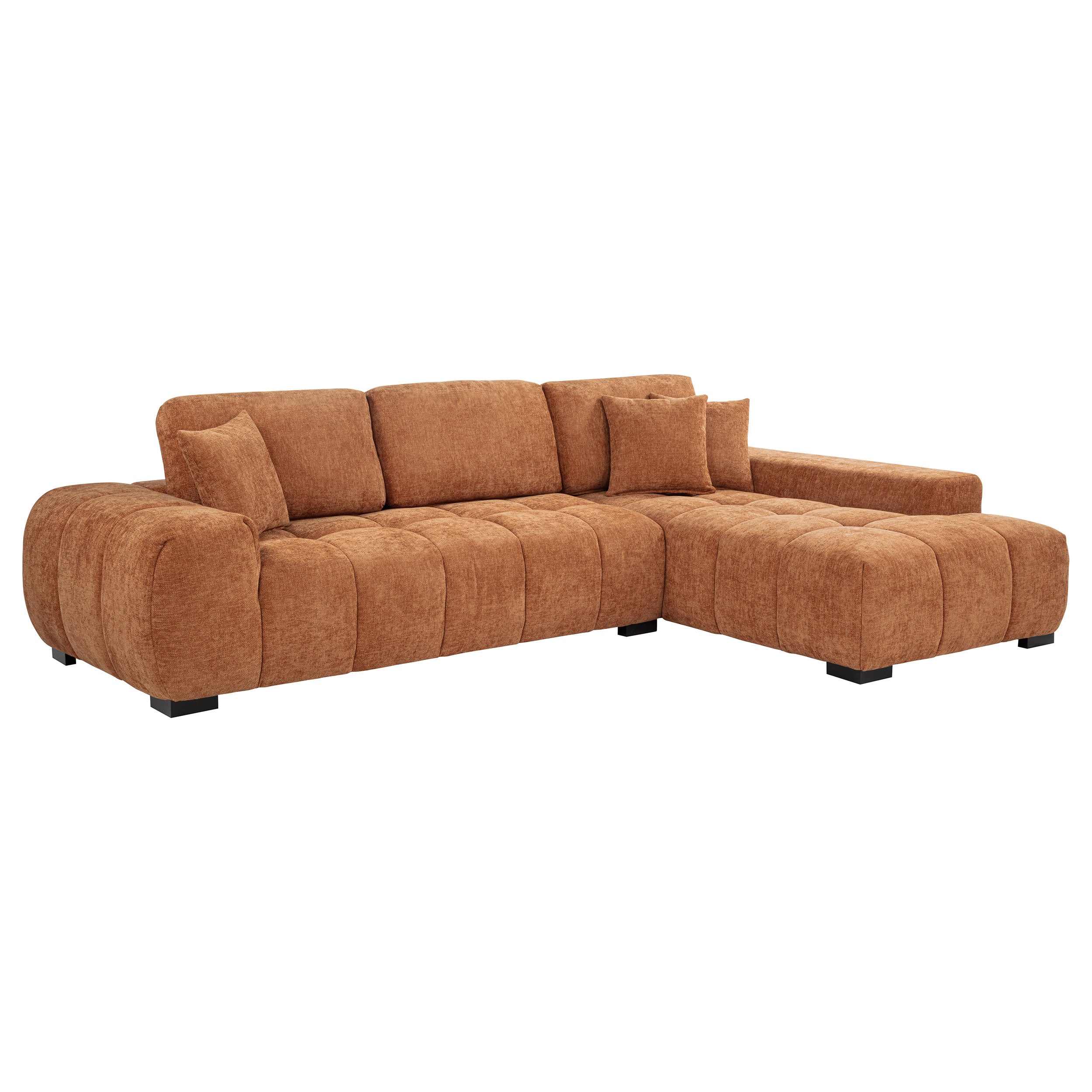 Octavia Fabric Upholstered Sectional Chaise Sofa Orange