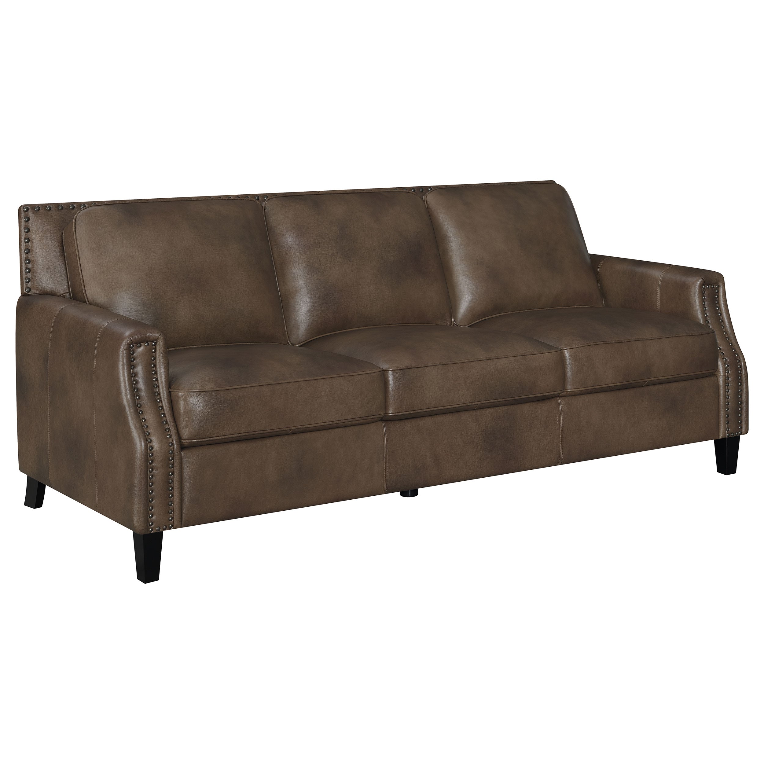 Leaton  Upholstered Recessed Arm Sofa Set Brown Sugar