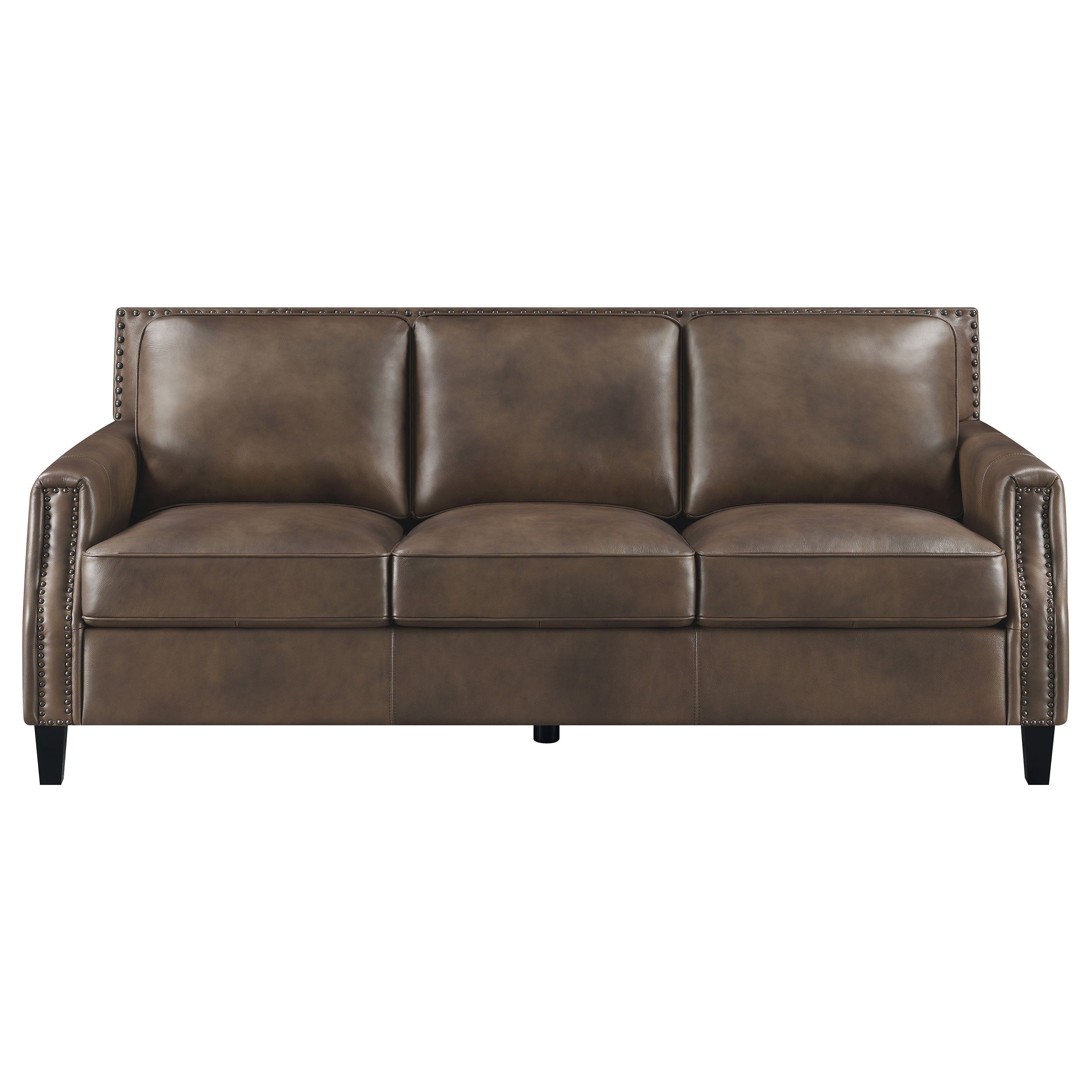 Leaton  Upholstered Recessed Arm Sofa Set Brown Sugar