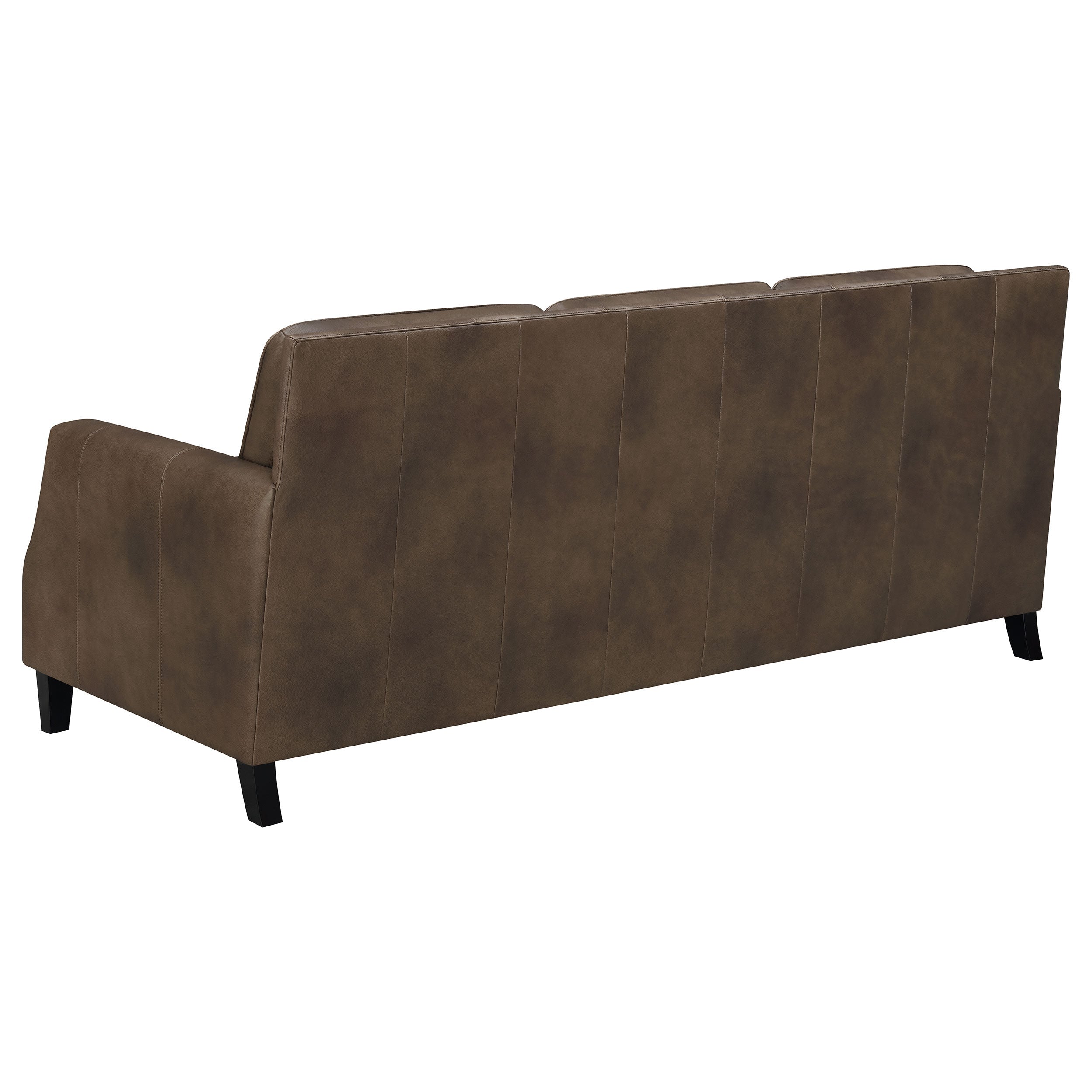 Leaton  Upholstered Recessed Arm Sofa Set Brown Sugar