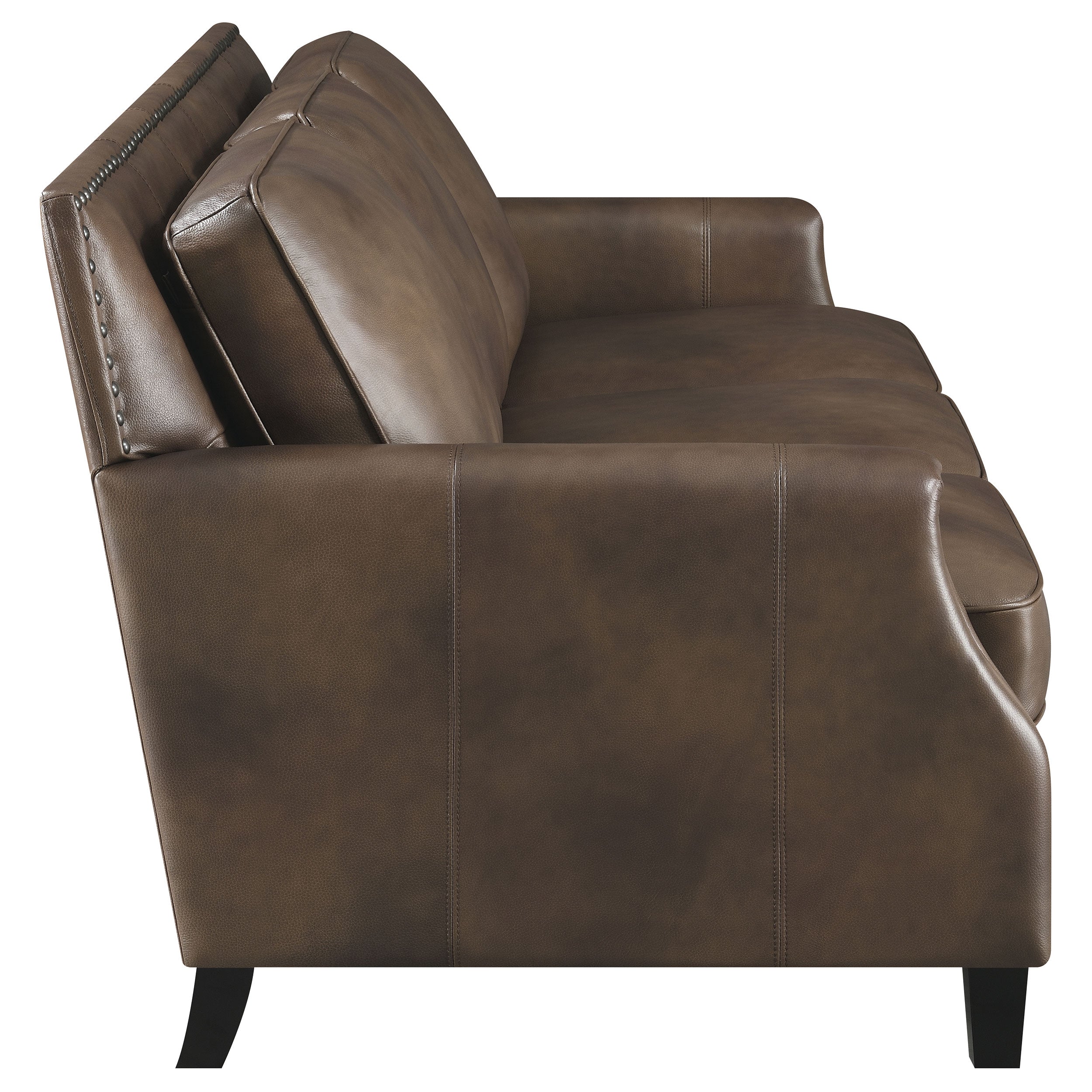 Leaton  Upholstered Recessed Arm Sofa Set Brown Sugar