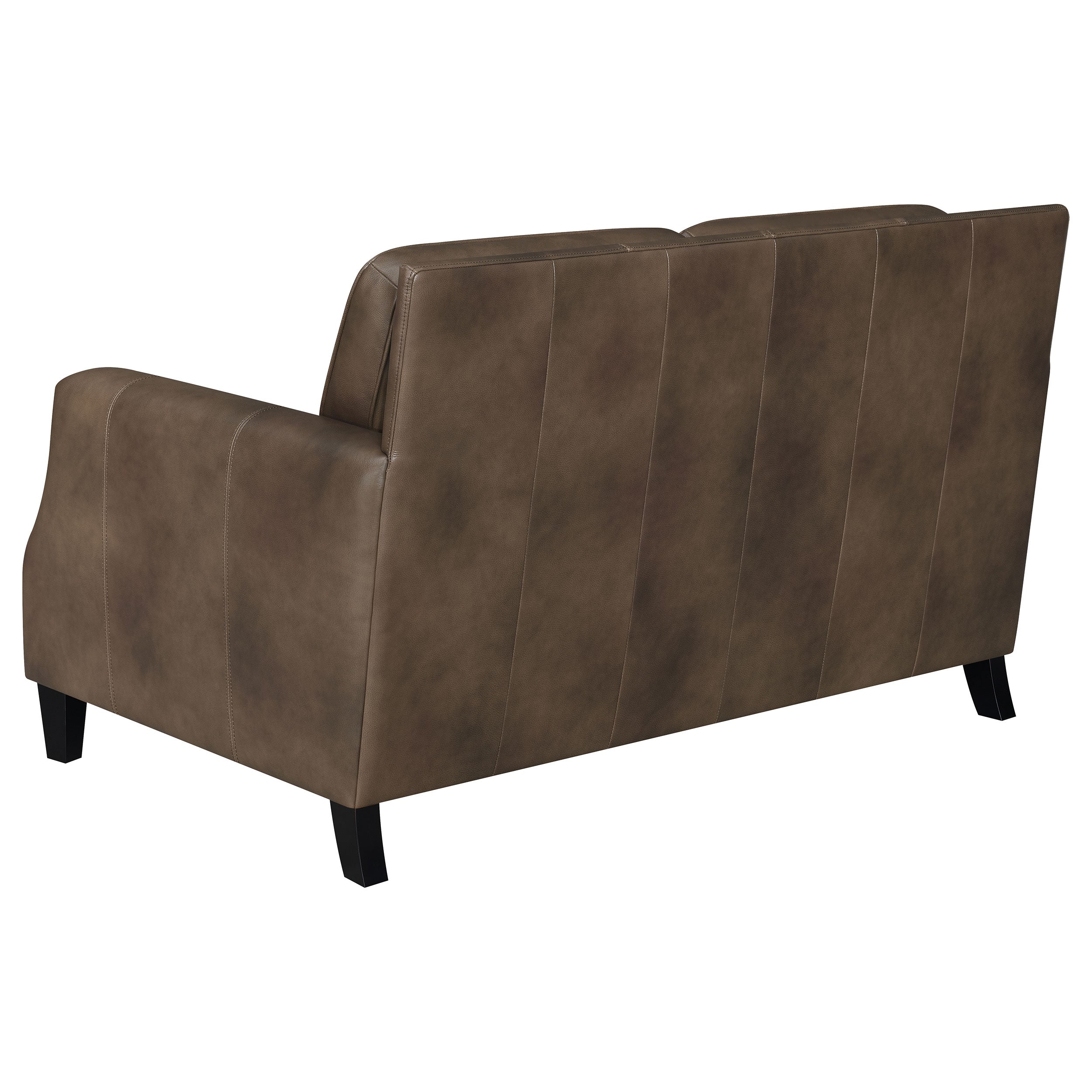 Leaton  Upholstered Recessed Arm Sofa Set Brown Sugar