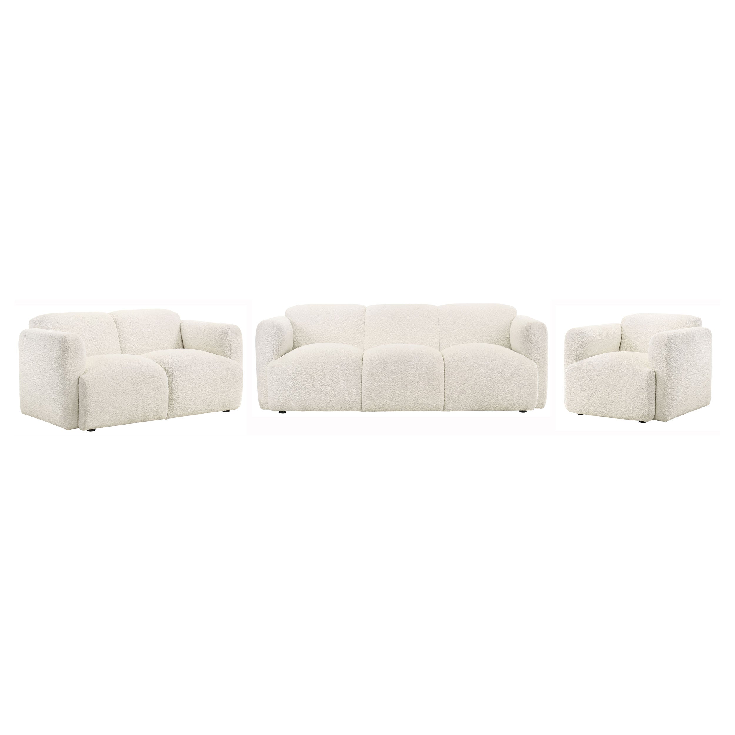 Dorset Upholstered Round Track Arm Sofa Set White