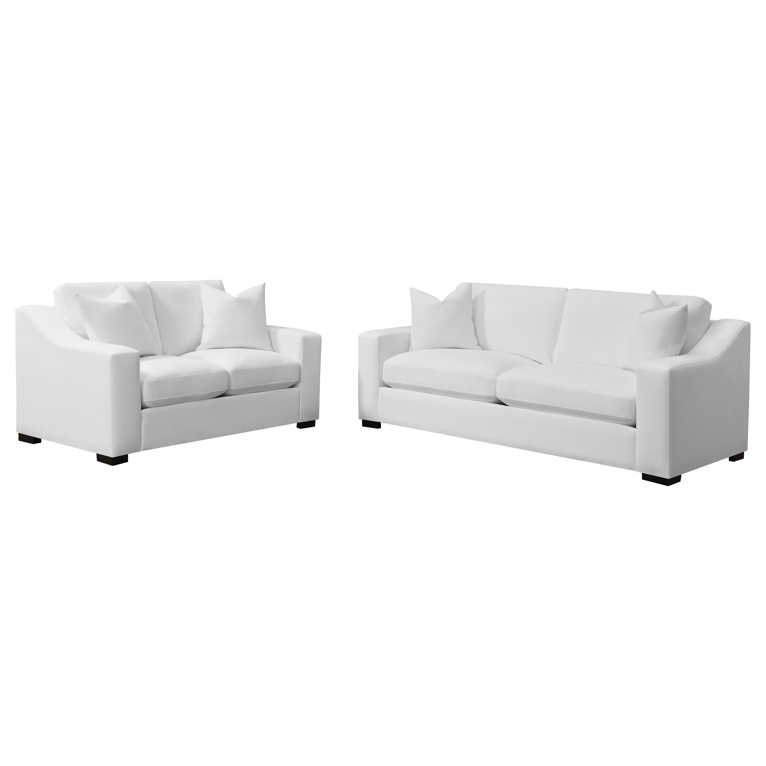 Ashlyn  Upholstered Sloped Arm Sofa Set White