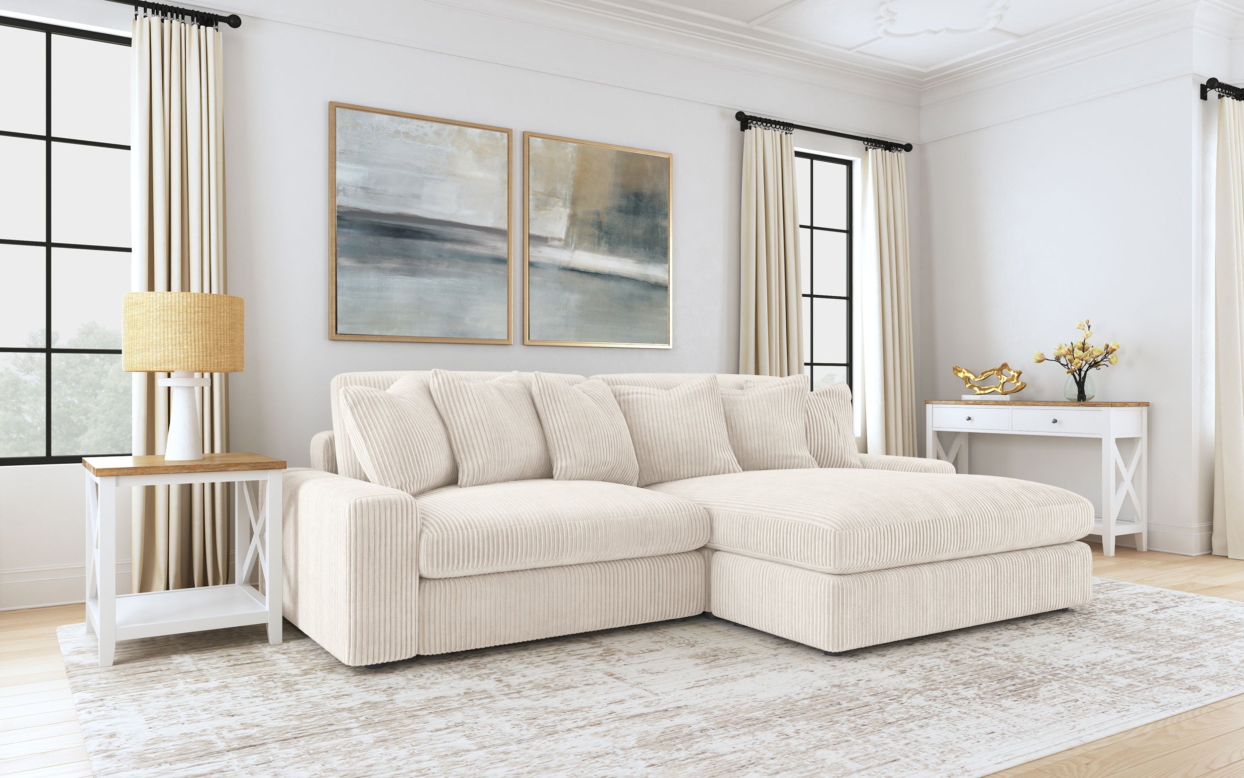 Blaine Upholstered Reversible Chaise Sectional Sofa Fog