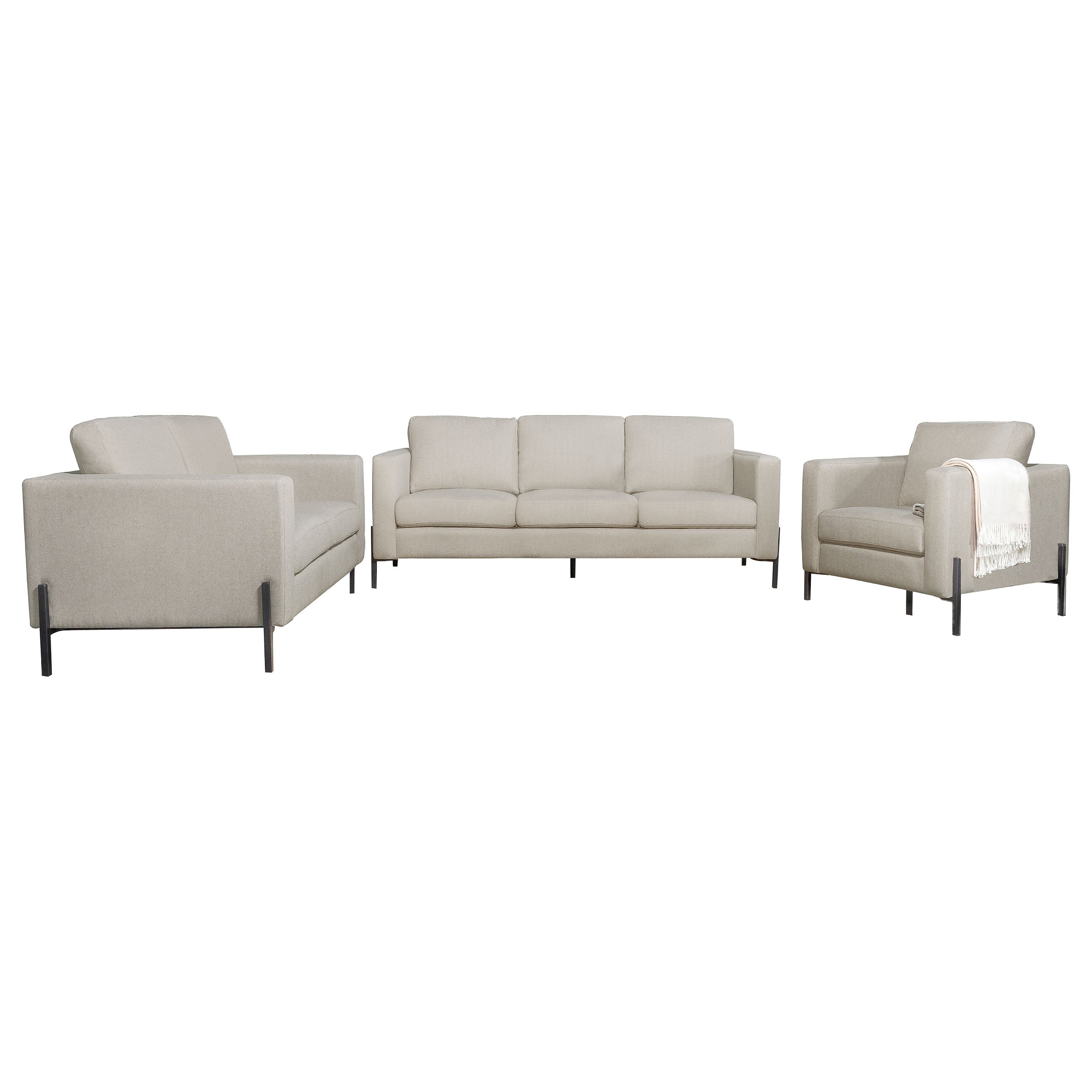 Tilly  Upholstered Track Arm Sofa Set Oatmeal