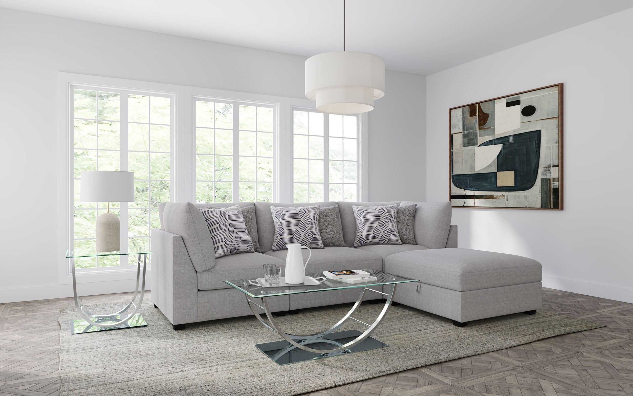 Cambria Upholstered Modular Sectional Sofa Grey