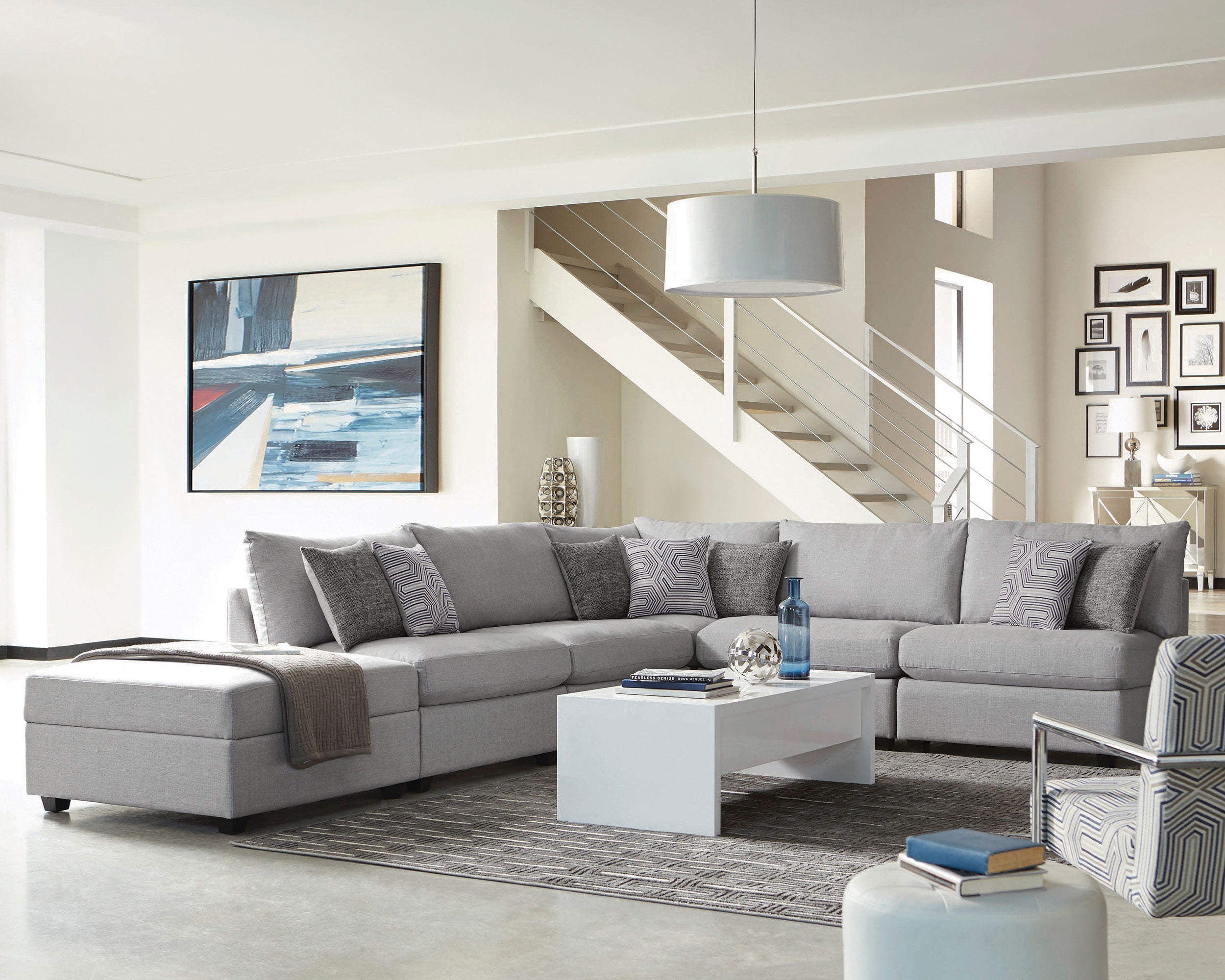 Cambria Upholstered Modular Sectional Sofa Grey
