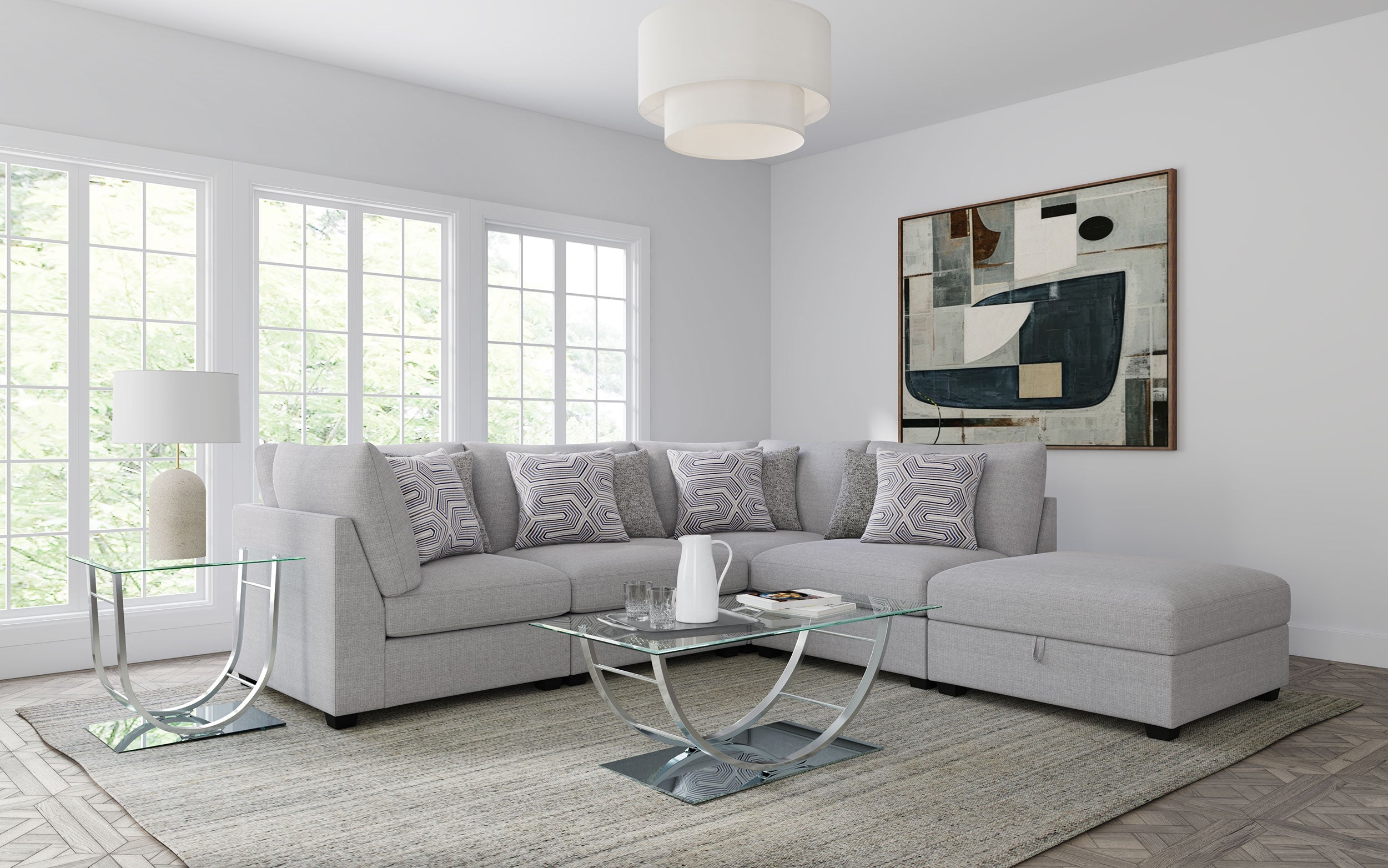 Cambria Upholstered Modular Sectional Sofa Grey