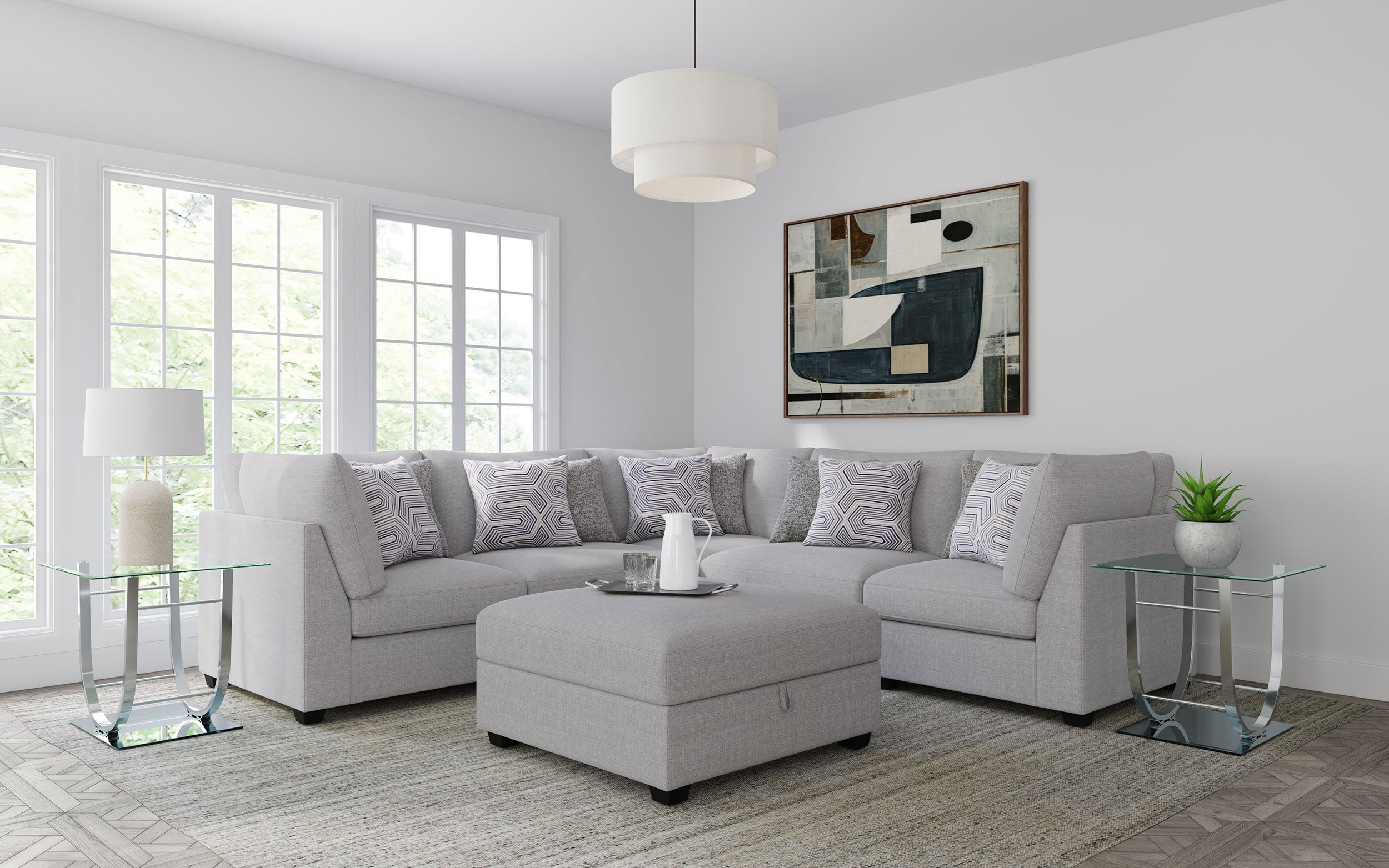 Cambria Upholstered Modular Sectional Sofa Grey