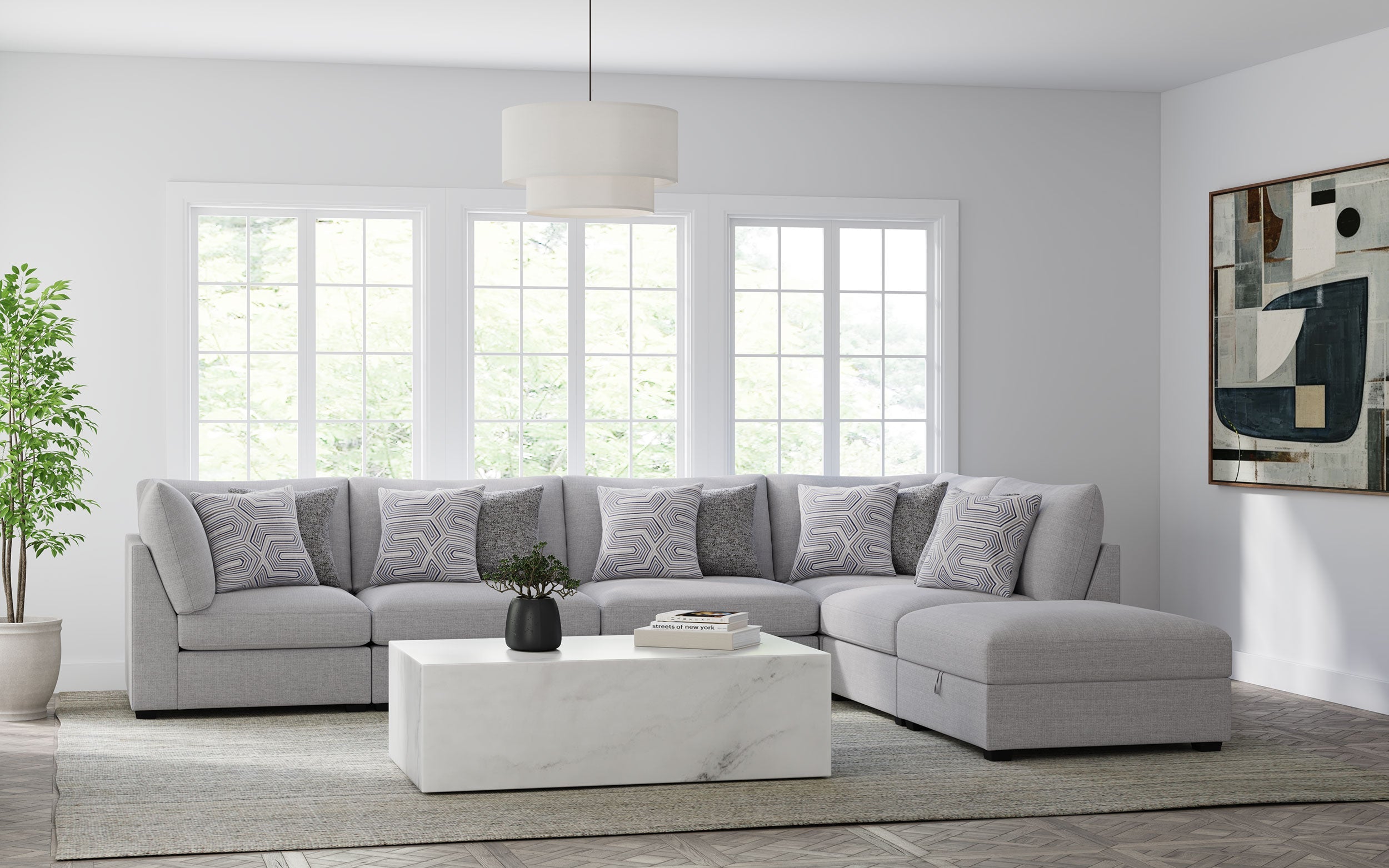 Cambria Upholstered Modular Sectional Sofa Grey