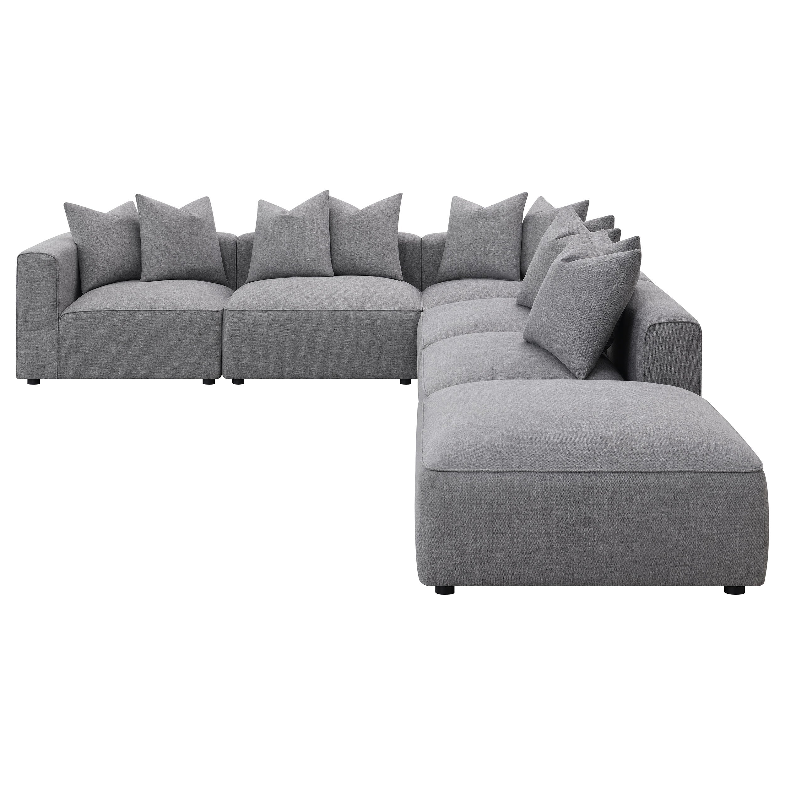 Seccional modular Jennifer de 6 piezas con asiento ajustado, color gris