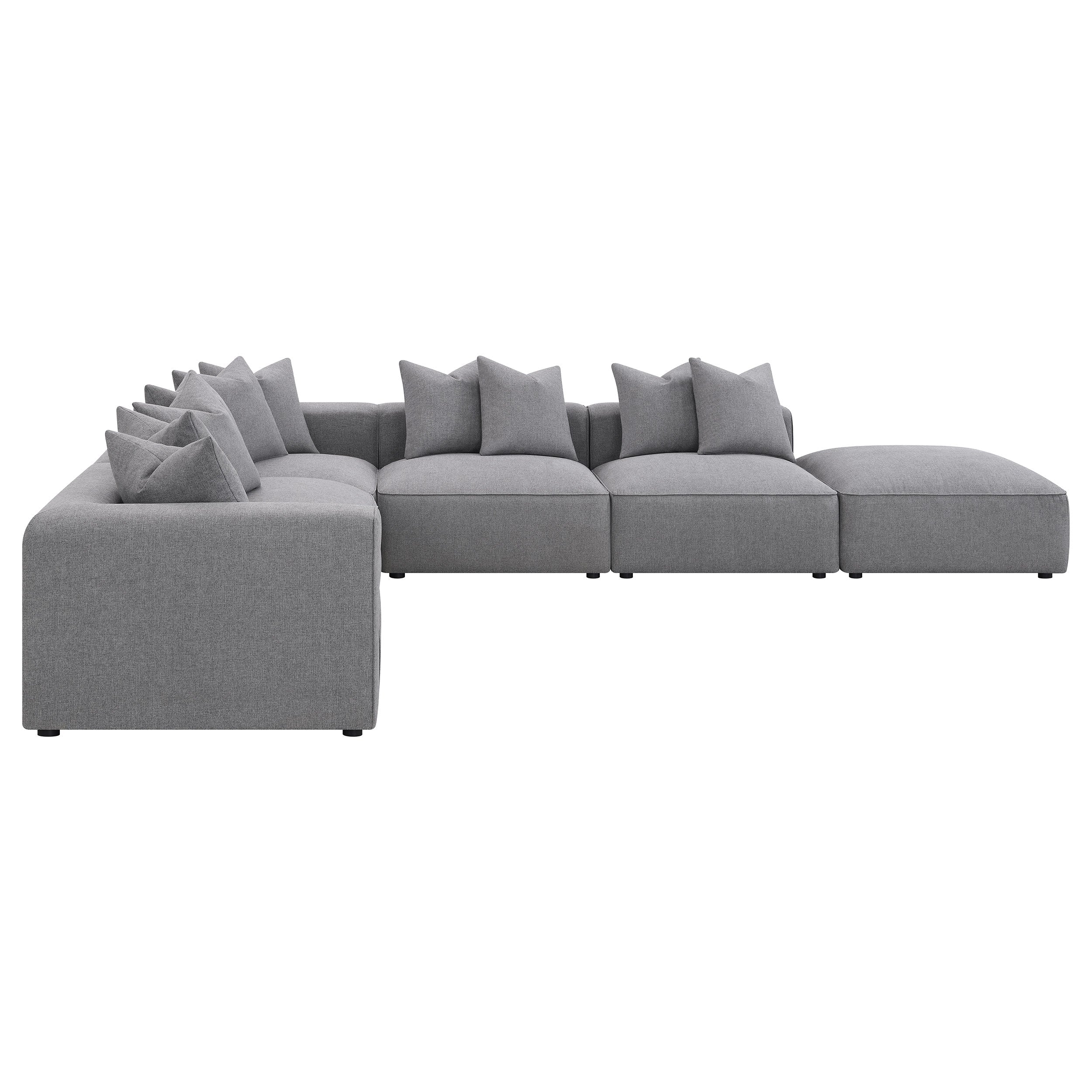 Seccional modular Jennifer de 6 piezas con asiento ajustado, color gris