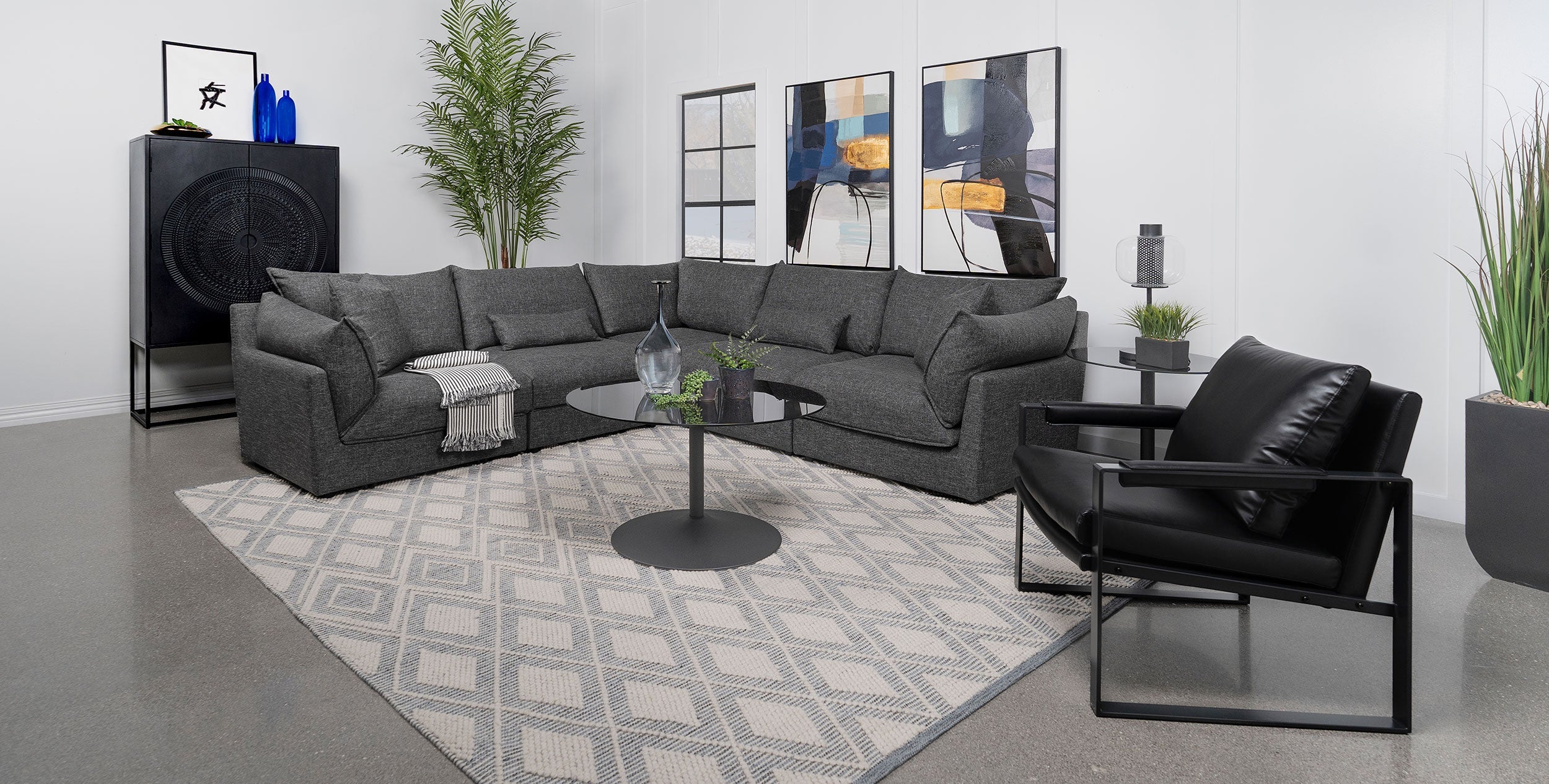 Sasha  Upholstered Modular Sectional Barely Black
