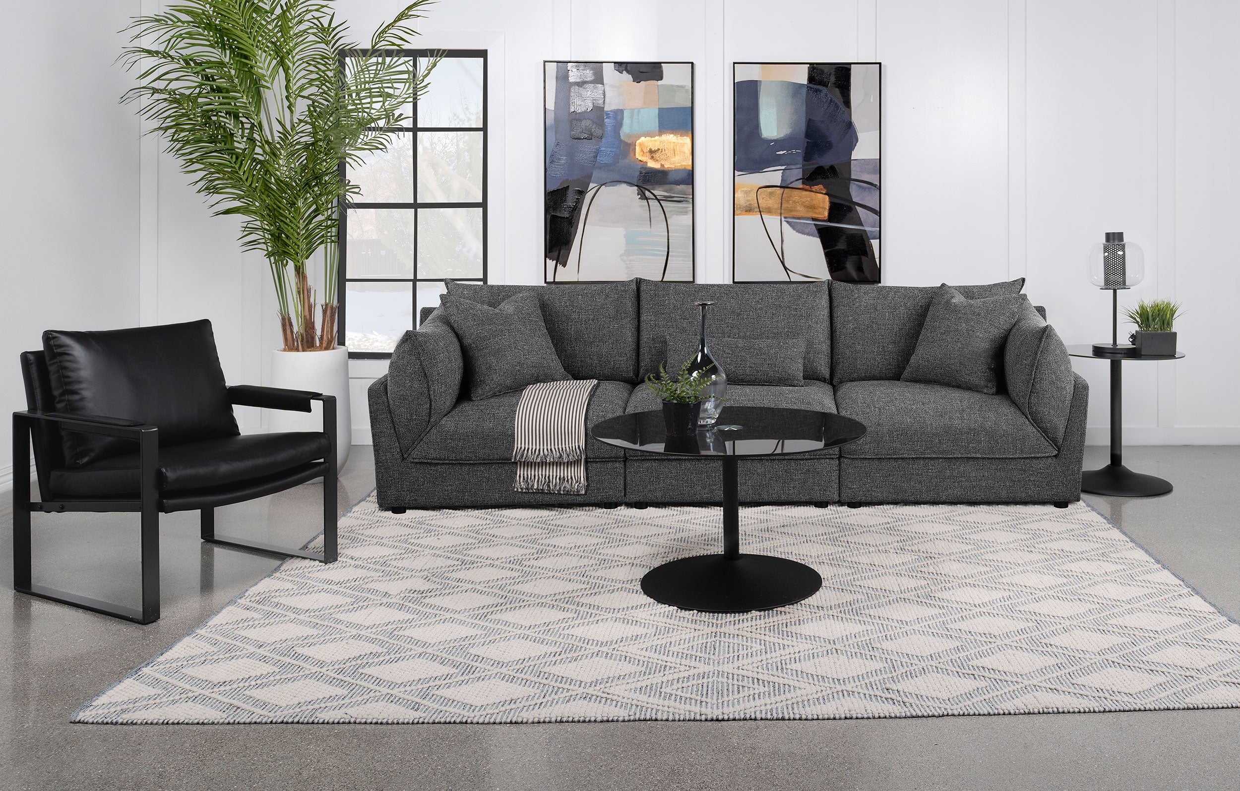 Sasha  Upholstered Sofa Barely Black