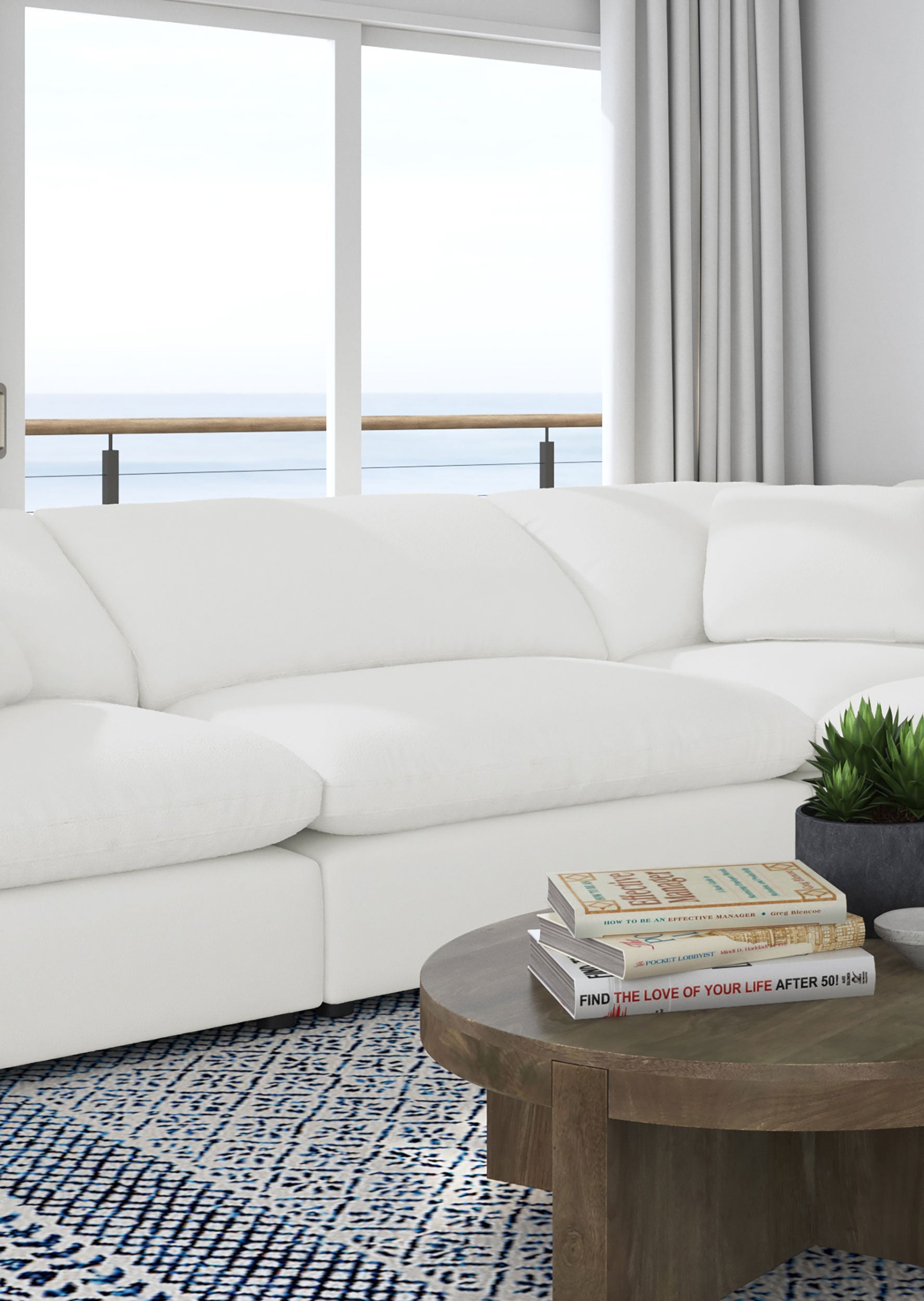 Raleigh Boucle Upholstered Armless Chair Ivory