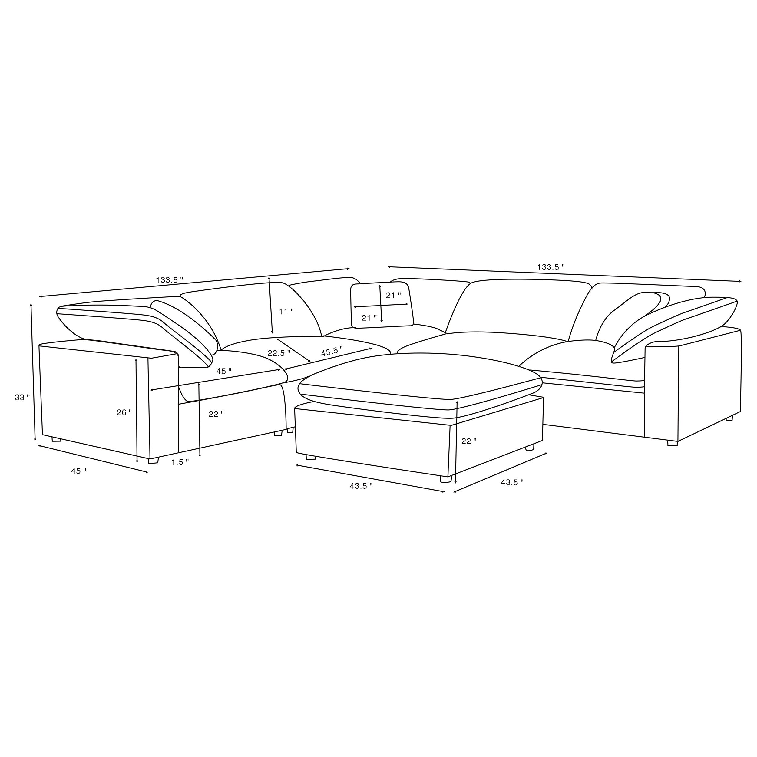 Raleigh  Boucle Upholstered Modular Sectional Grey
