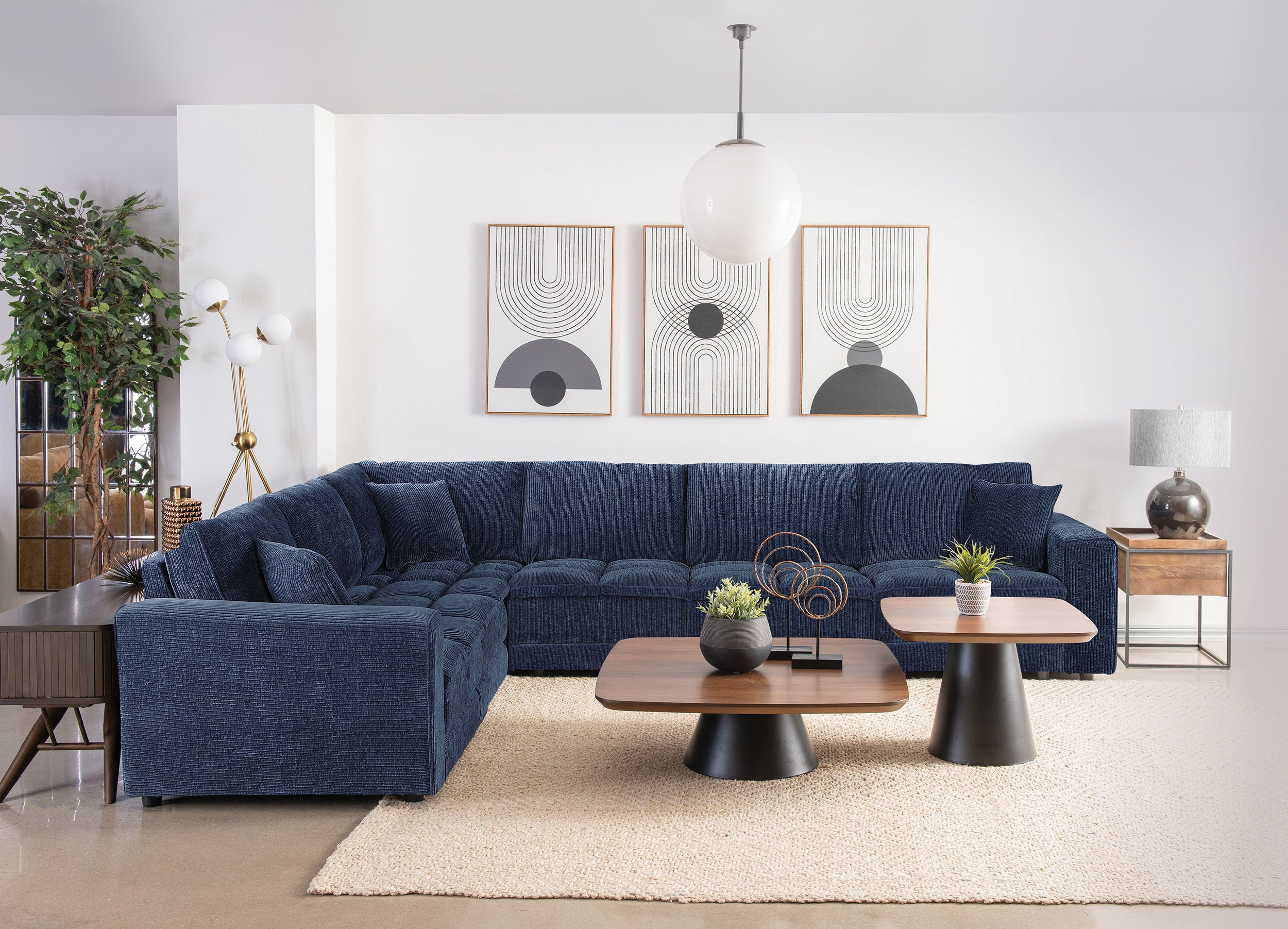 Atlantic 6-piece Upholstered Modular Sectional Sofa Blue