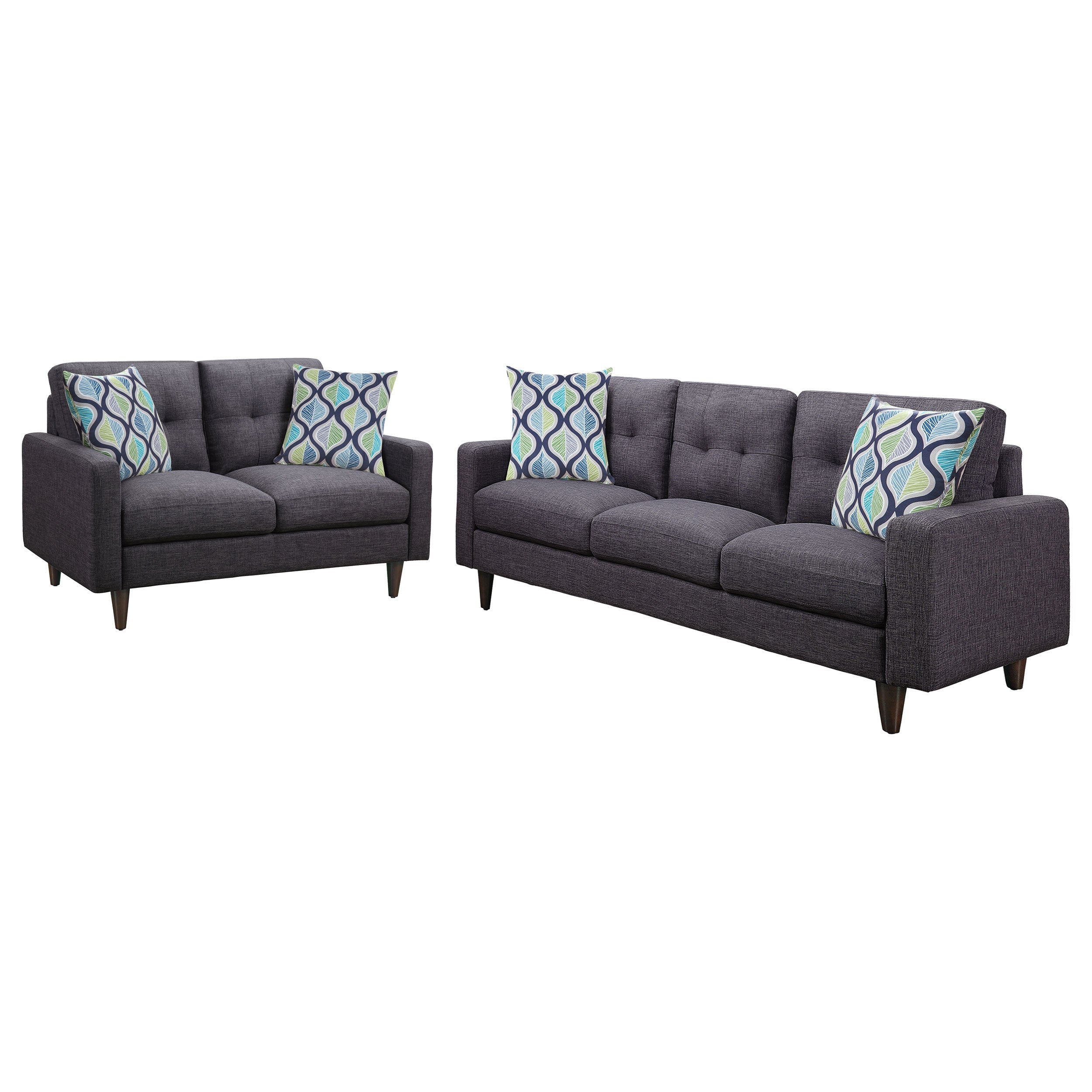 Watsonville  Upholstered Track Arm Sofa Set Grey