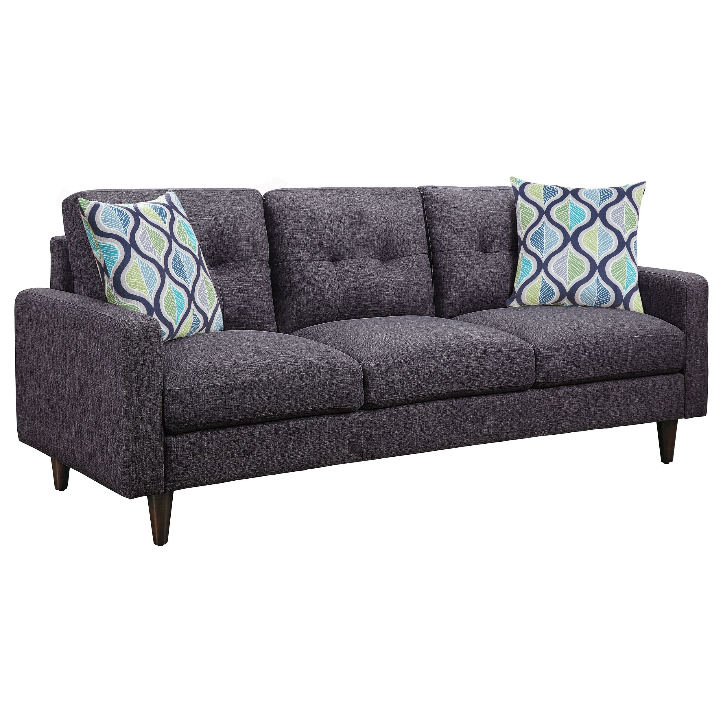 Watsonville  Upholstered Track Arm Sofa Set Grey