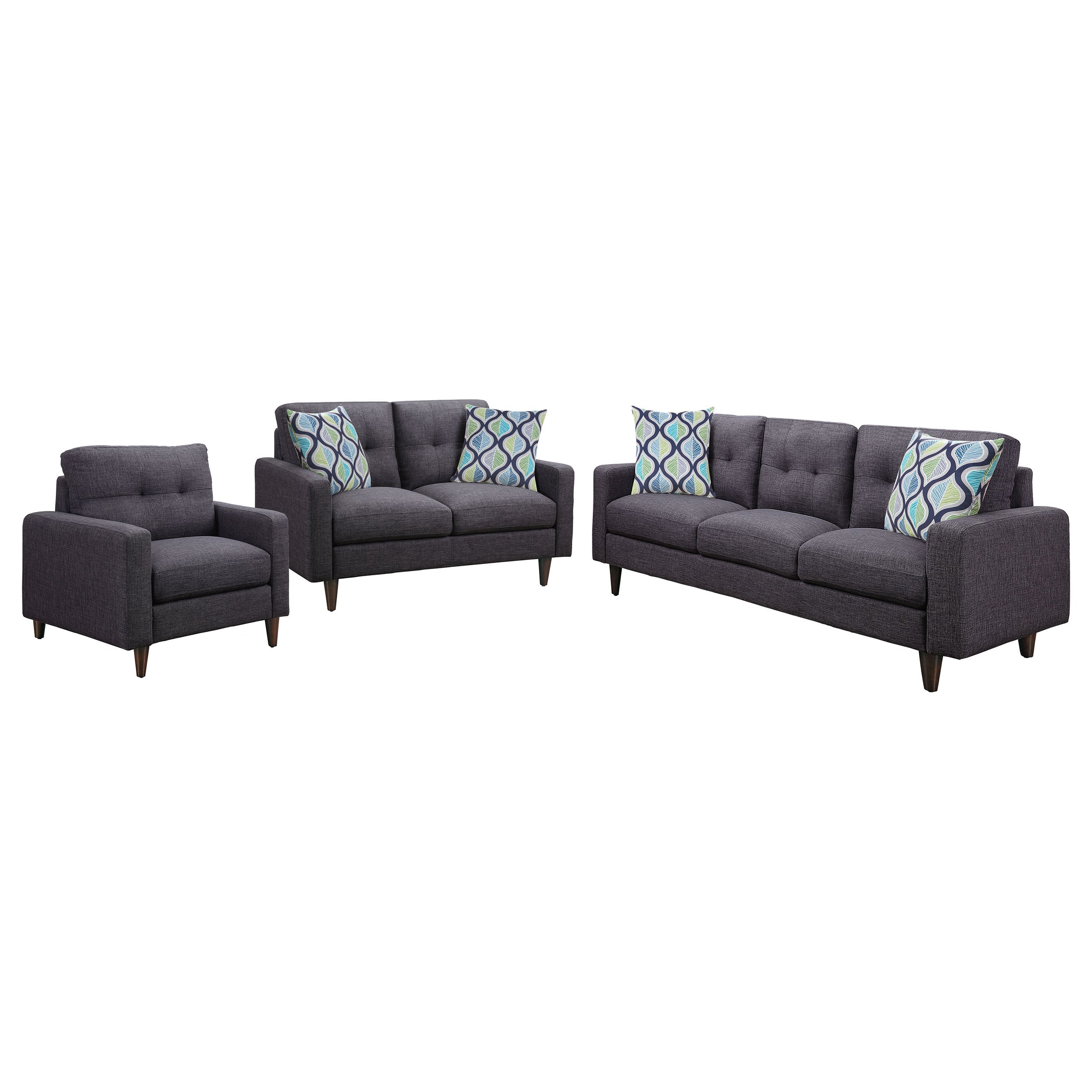 Watsonville  Upholstered Track Arm Sofa Set Grey