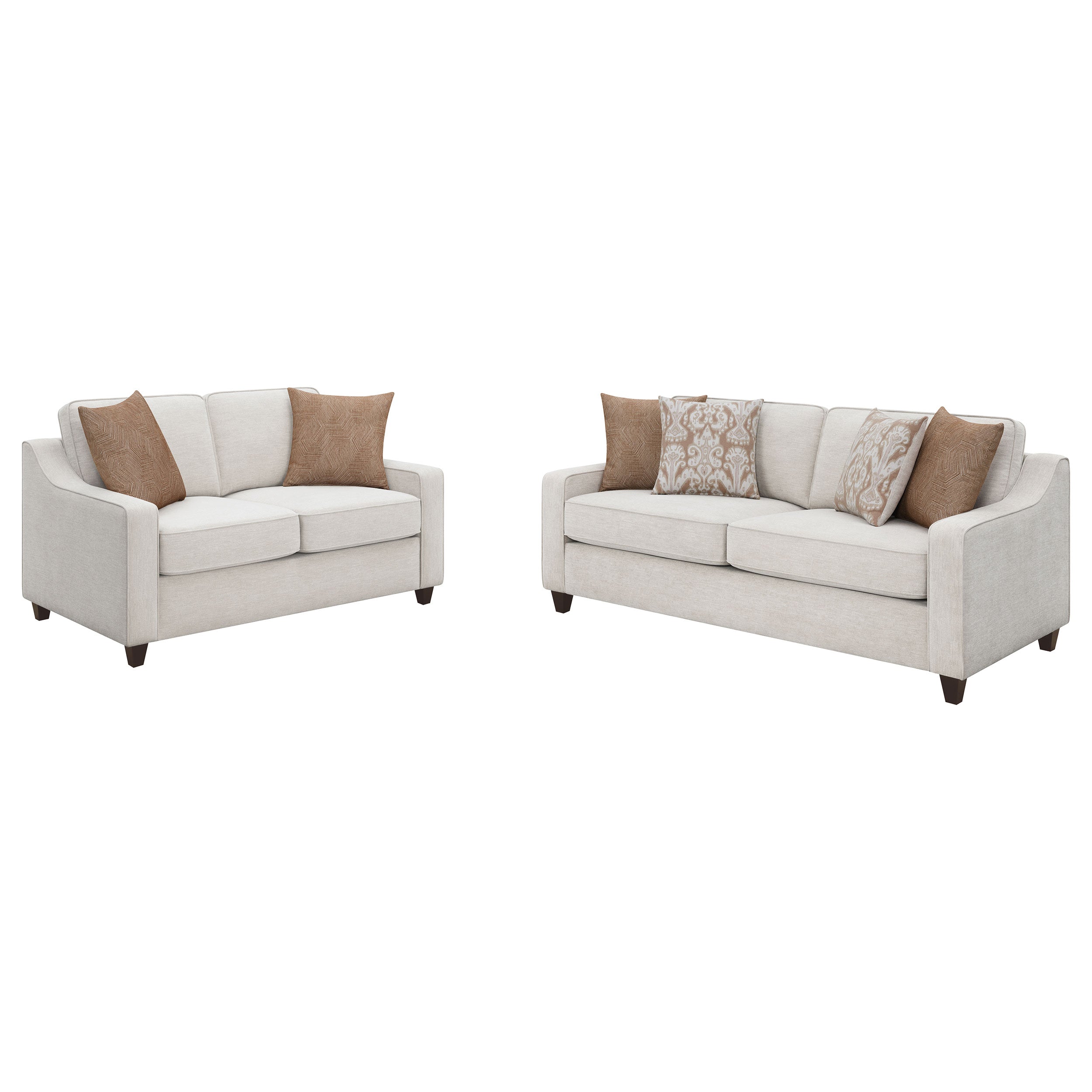 Christine  Upholstered Sloped Arm Sofa Set Beige