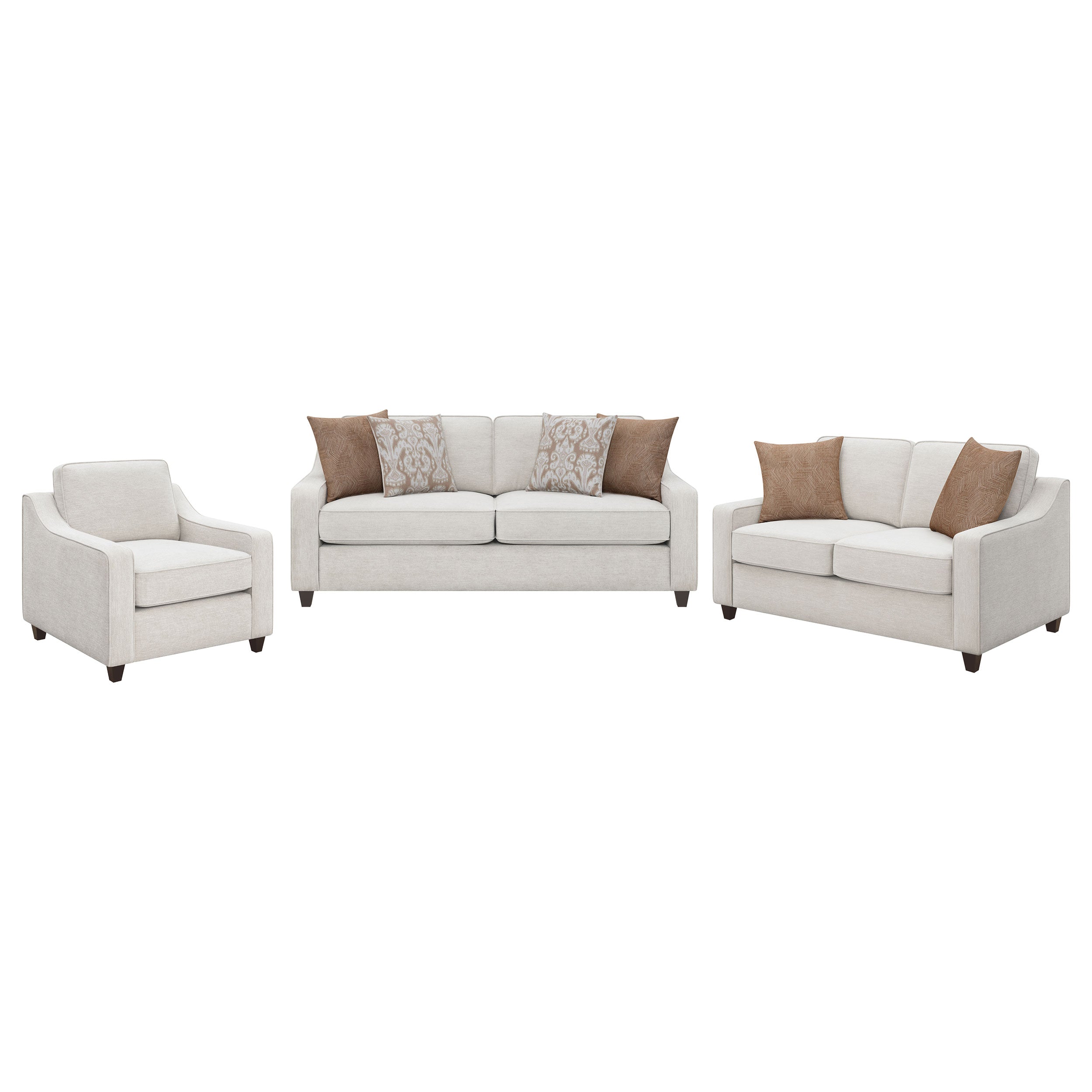 Christine  Upholstered Sloped Arm Sofa Set Beige