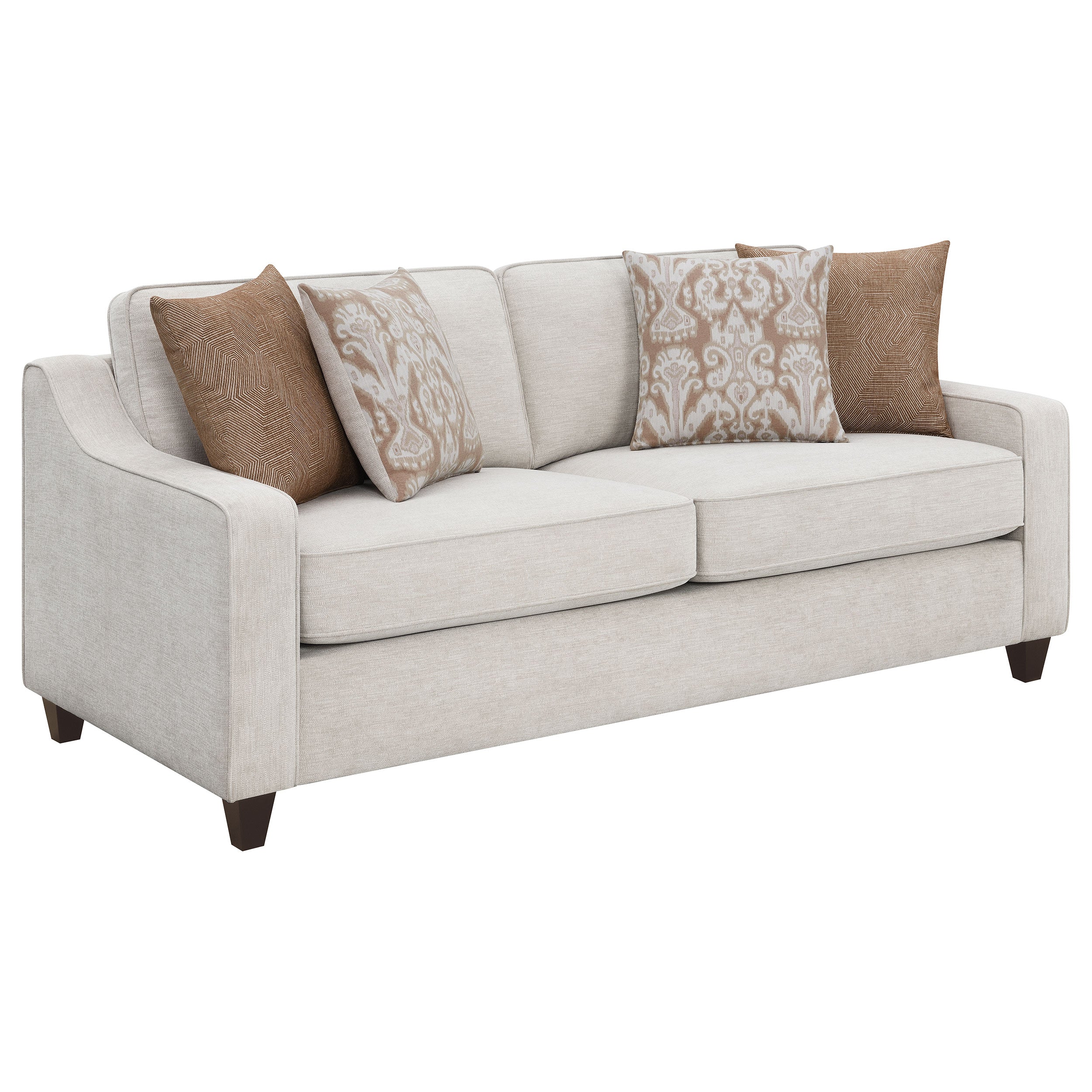 Christine  Upholstered Sloped Arm Sofa Set Beige