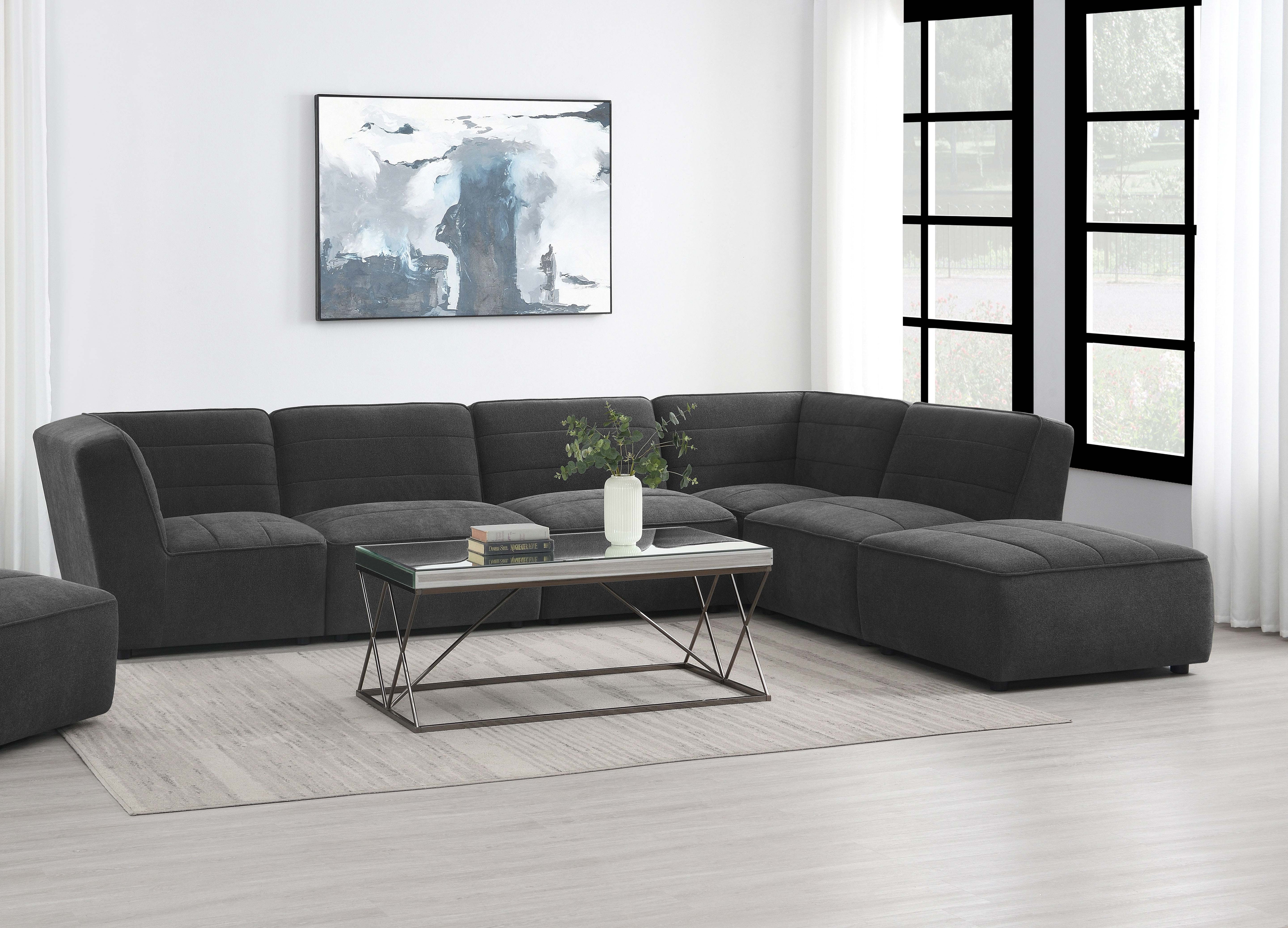 Sunny  Upholstered Modular Sectional Sofa Charcoal