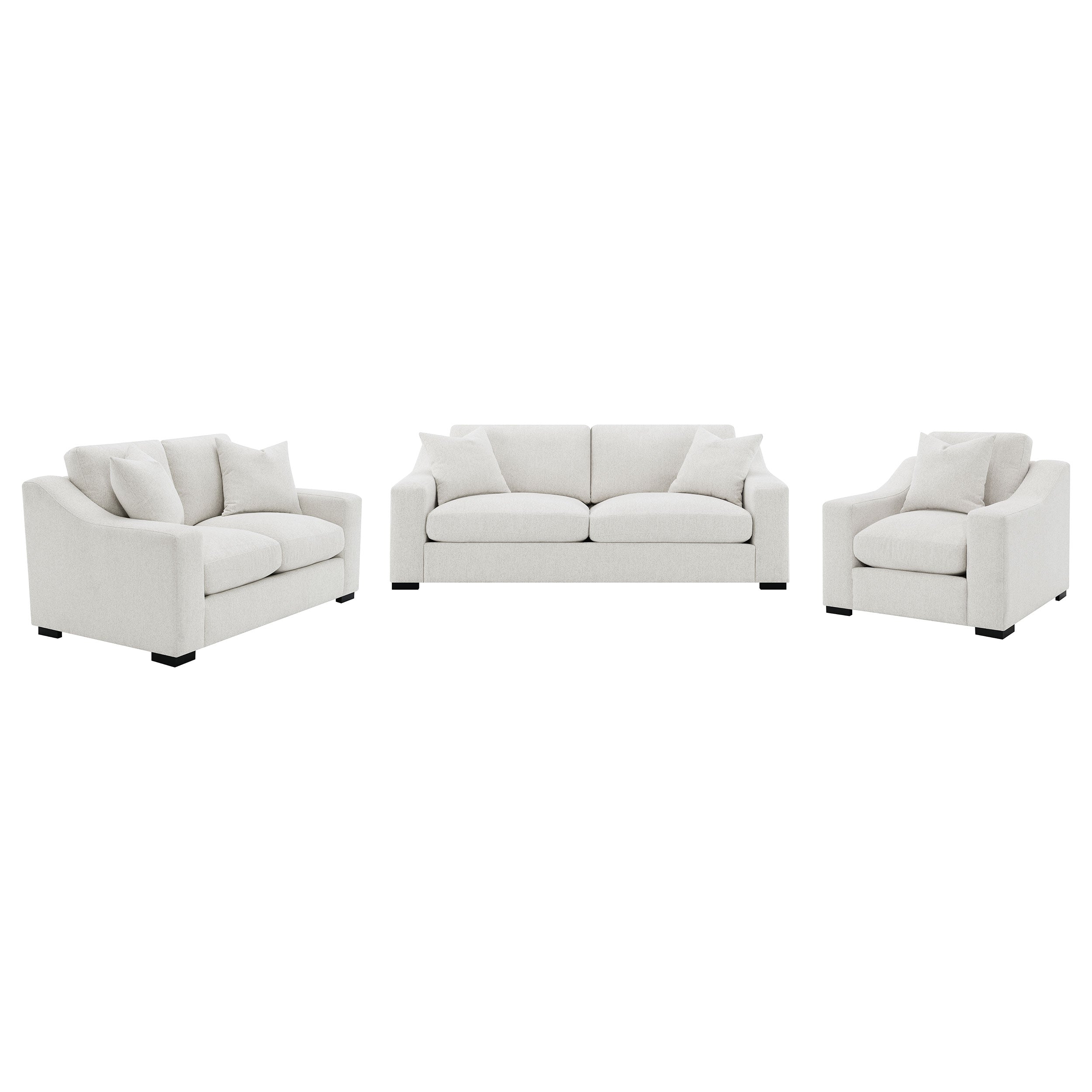 Ashlyn  Upholstered Track Arm Sofa Set Sand