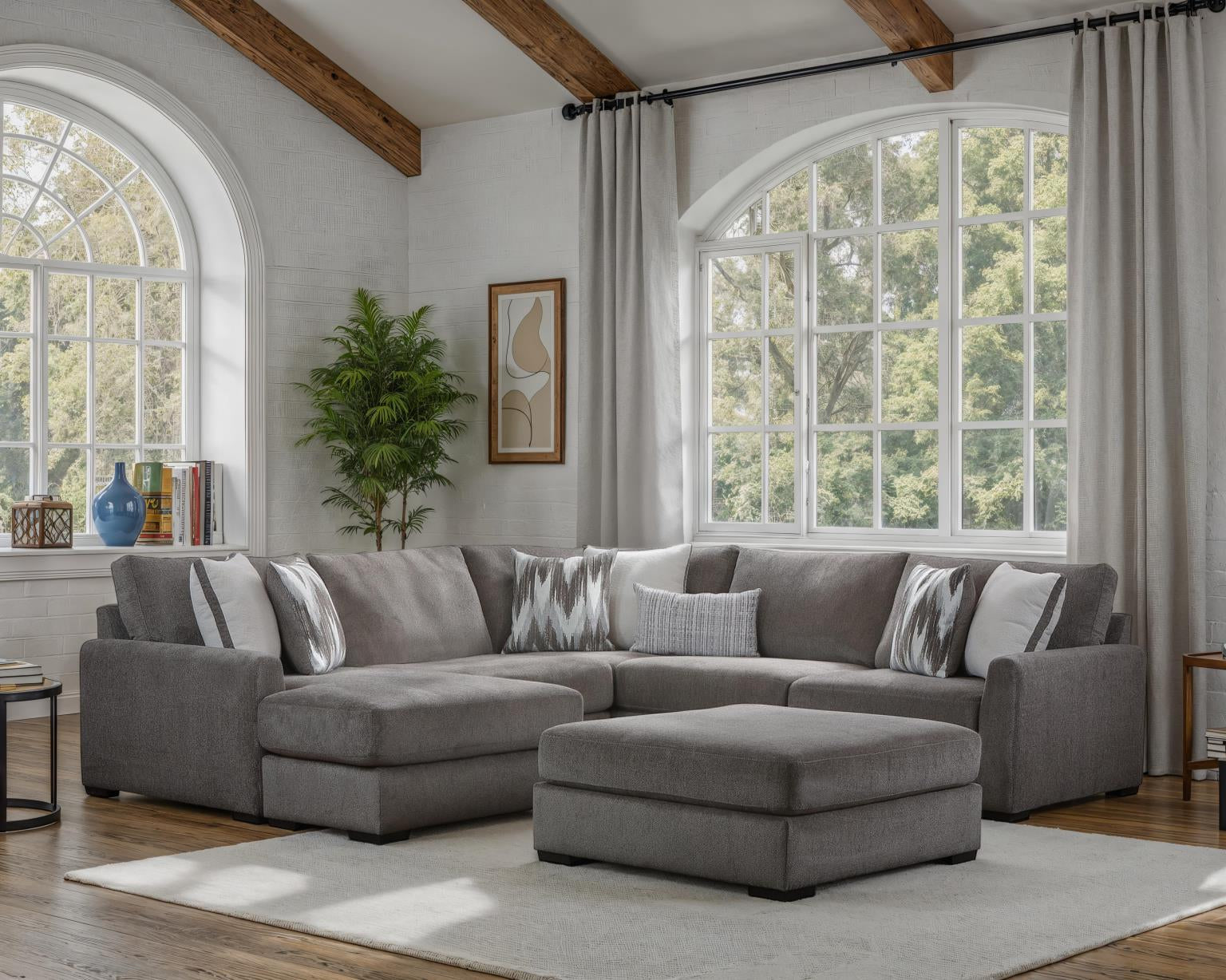 Jonas 5-Piece Slate Sectional Sofa (Ottoman not included)