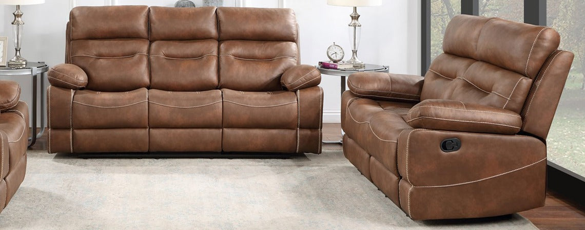 Palomino Brown Manual Reclining Sofa and Loveseat Set