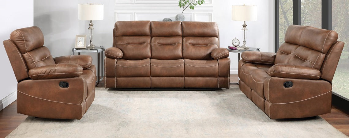 Palomino Brown Manual Reclining Sofa and Loveseat Set