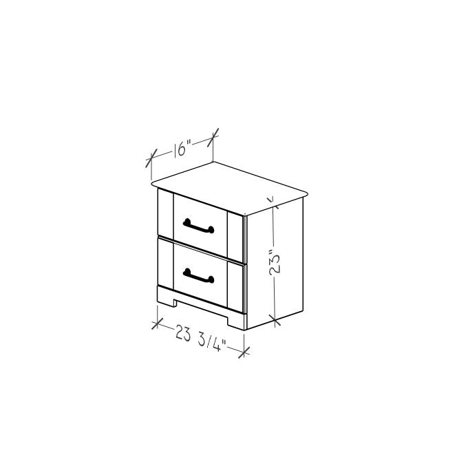 2-Drawer Nightstand, Weathered Gray Ash