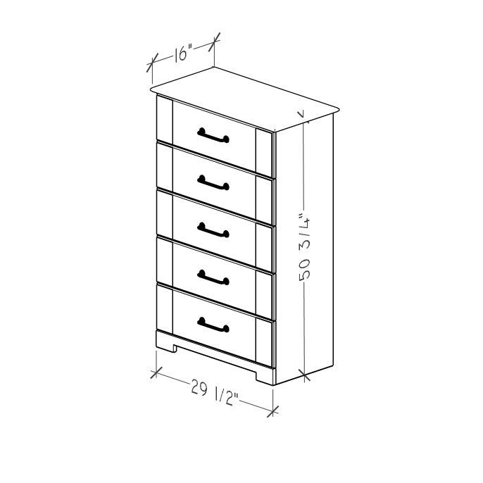 5-Drawer Chest of Drawers, Weathered Gray Ash
