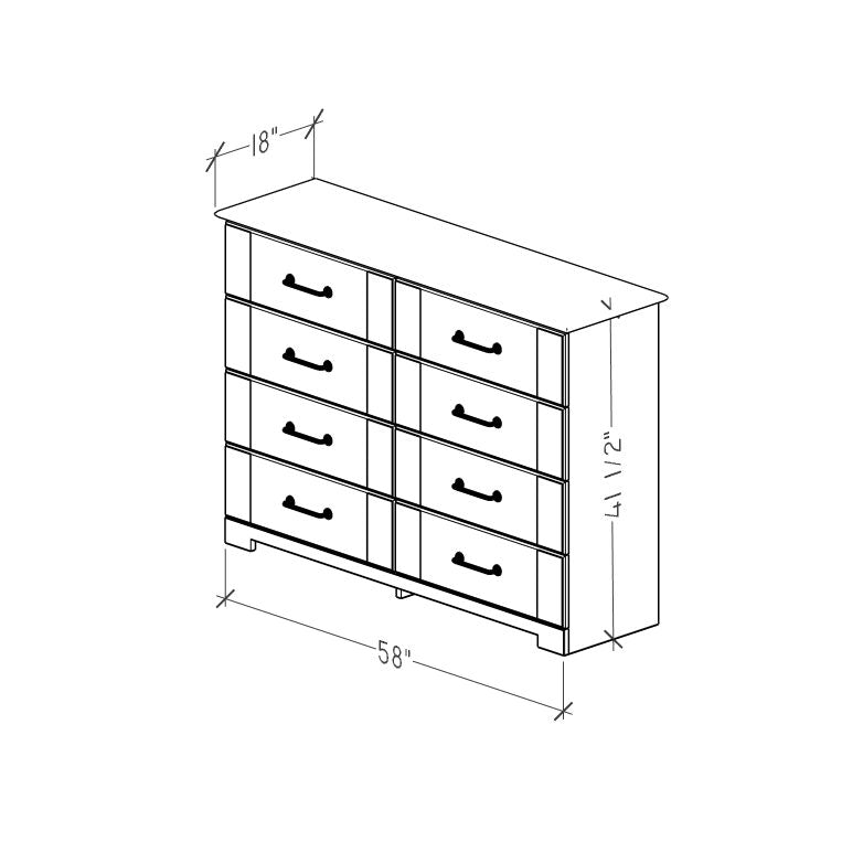 8-Drawer Dresser, Weathered Gray Ash