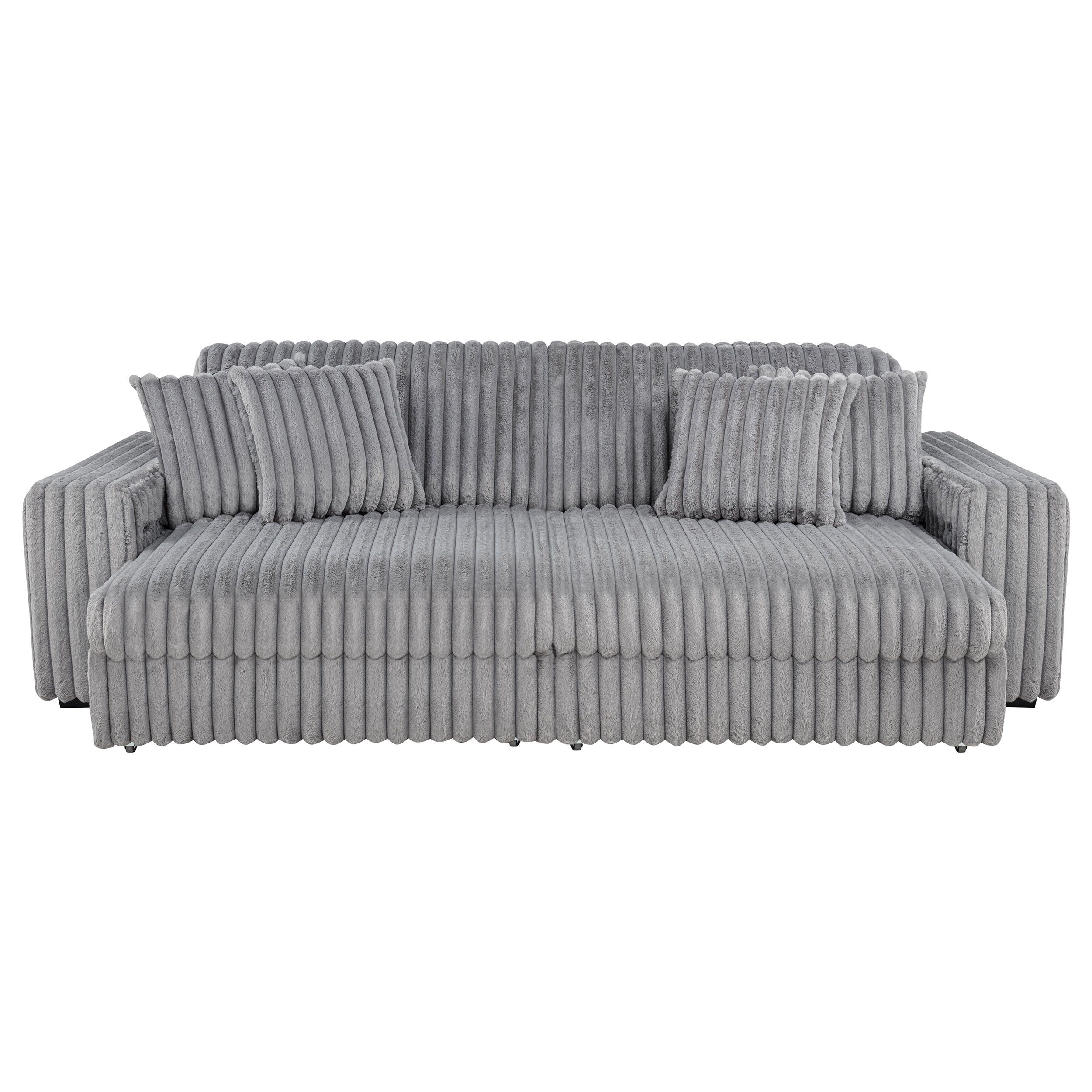 Jacana Corduroy Upholstered Dual Power Chaise Sofa Grey